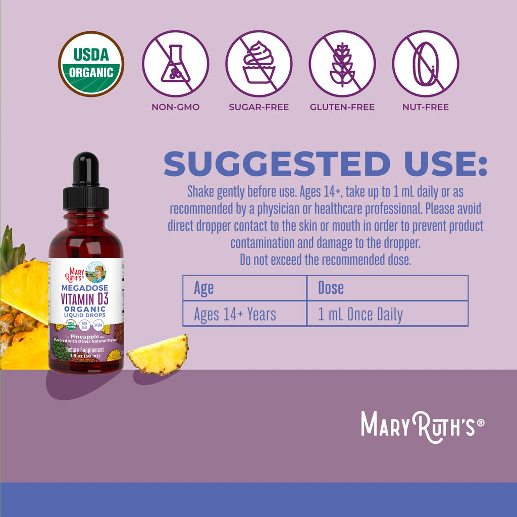 MaryRuth's Vitamin D3 Liquid Drops Megadose - Vegan Non-GMO

