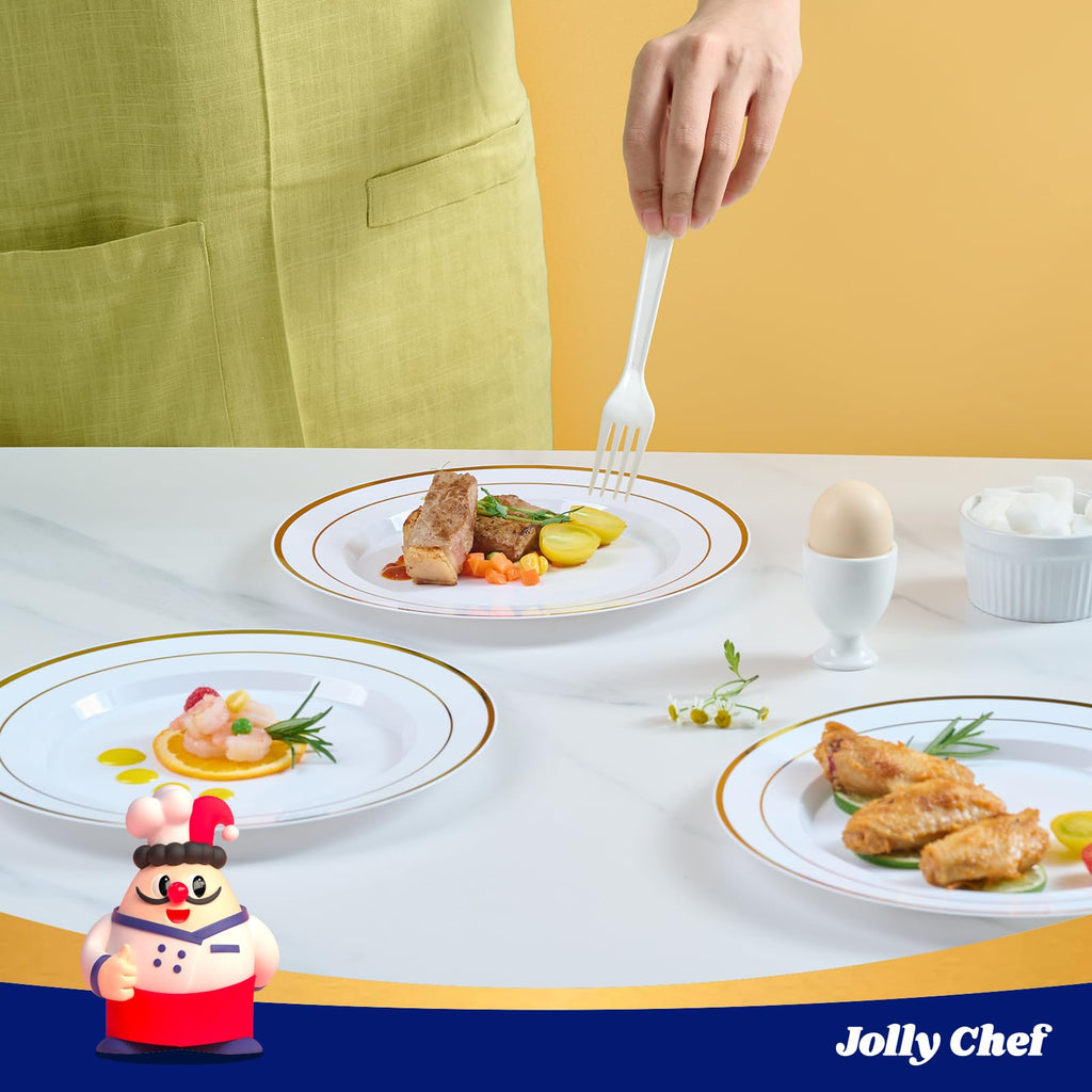 JOLLY CHEF Disposable Plastic Plates – 10 Inch

