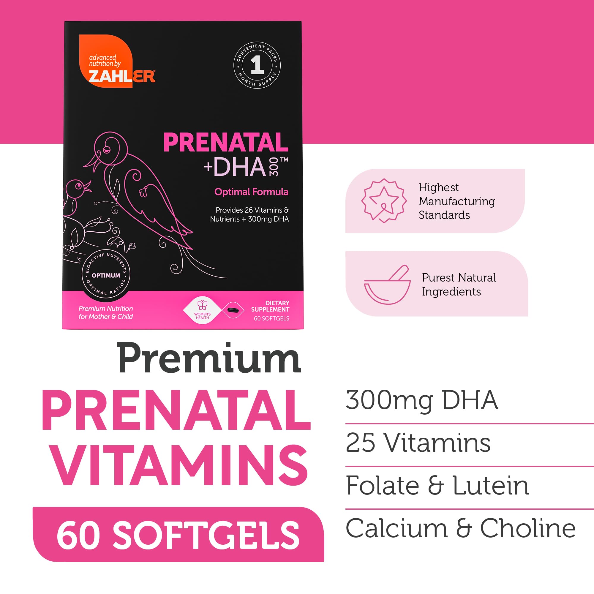 Zahler Prenatal +DHA 300 Prenatal Vitamin

