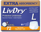 LivDry Adult Incontinence Underwear - Extra Absorbency Leak Protection