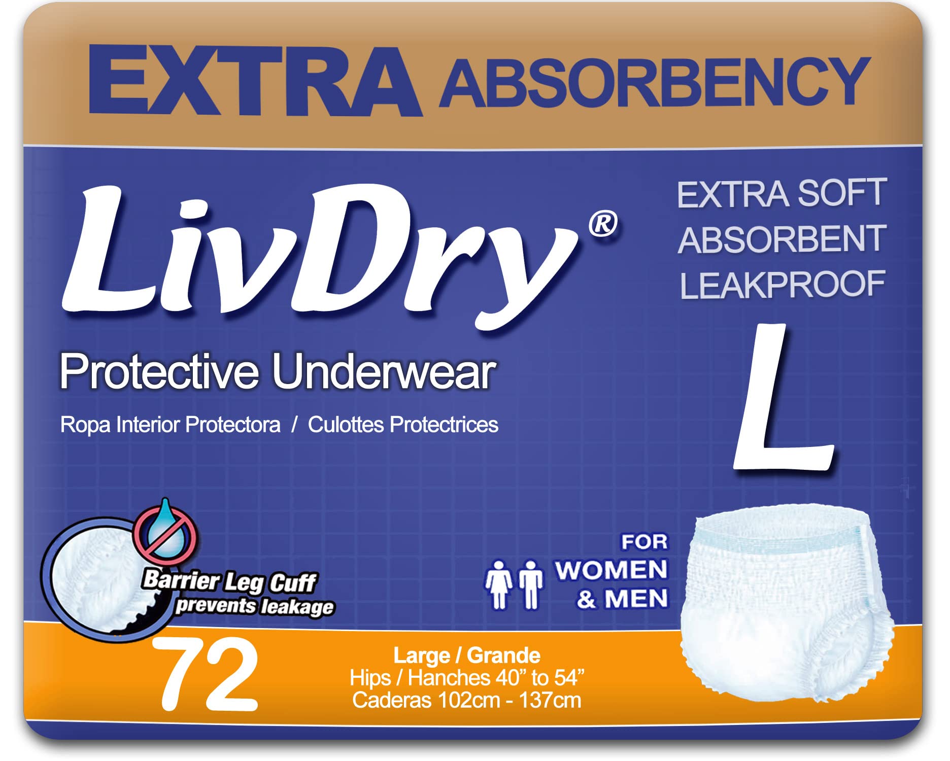 LivDry Adult Incontinence Underwear - Extra Absorbency Leak Protection