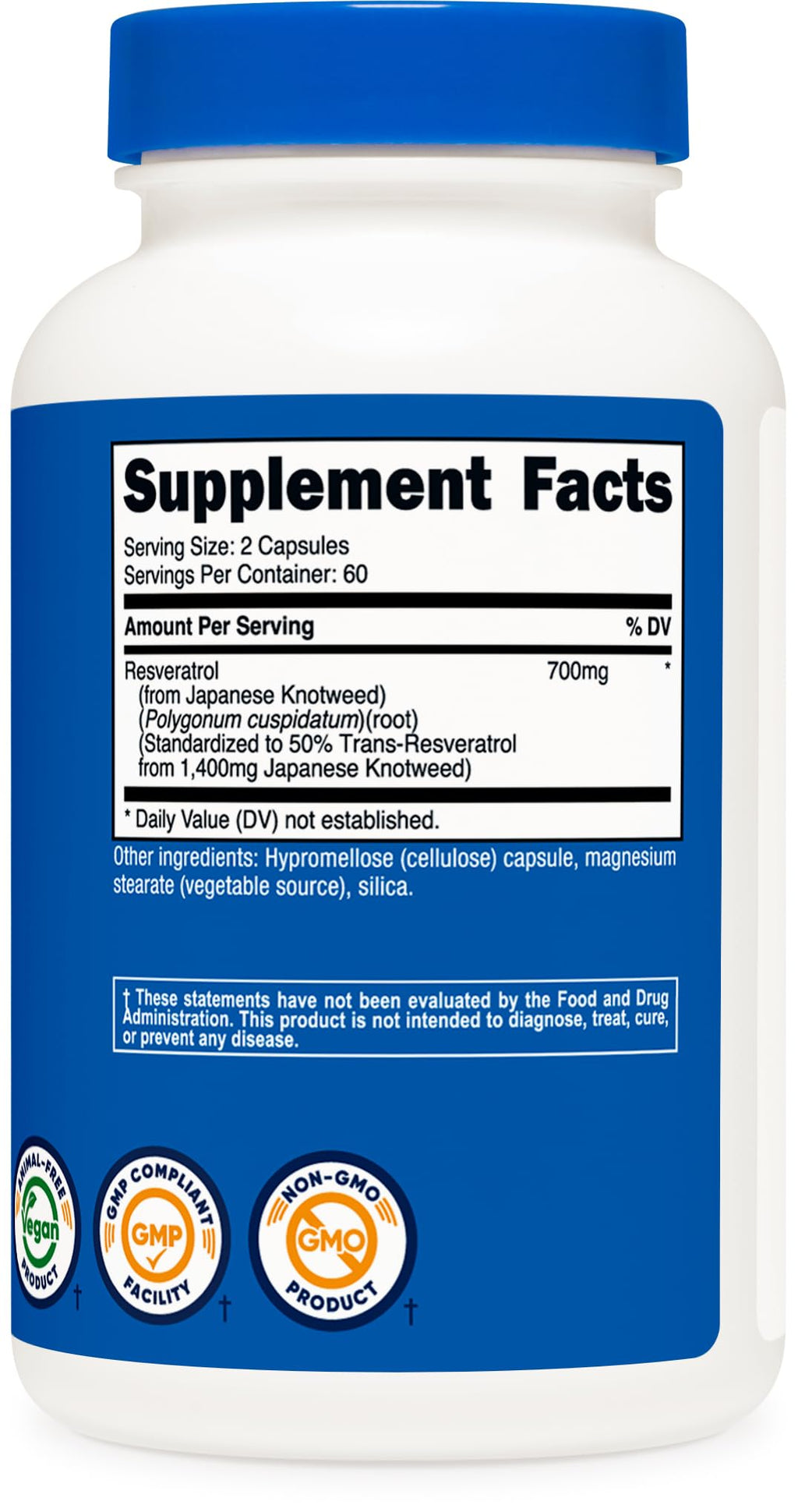 Nutricost Resveratrol 700mg Vegan Capsule Supplement

