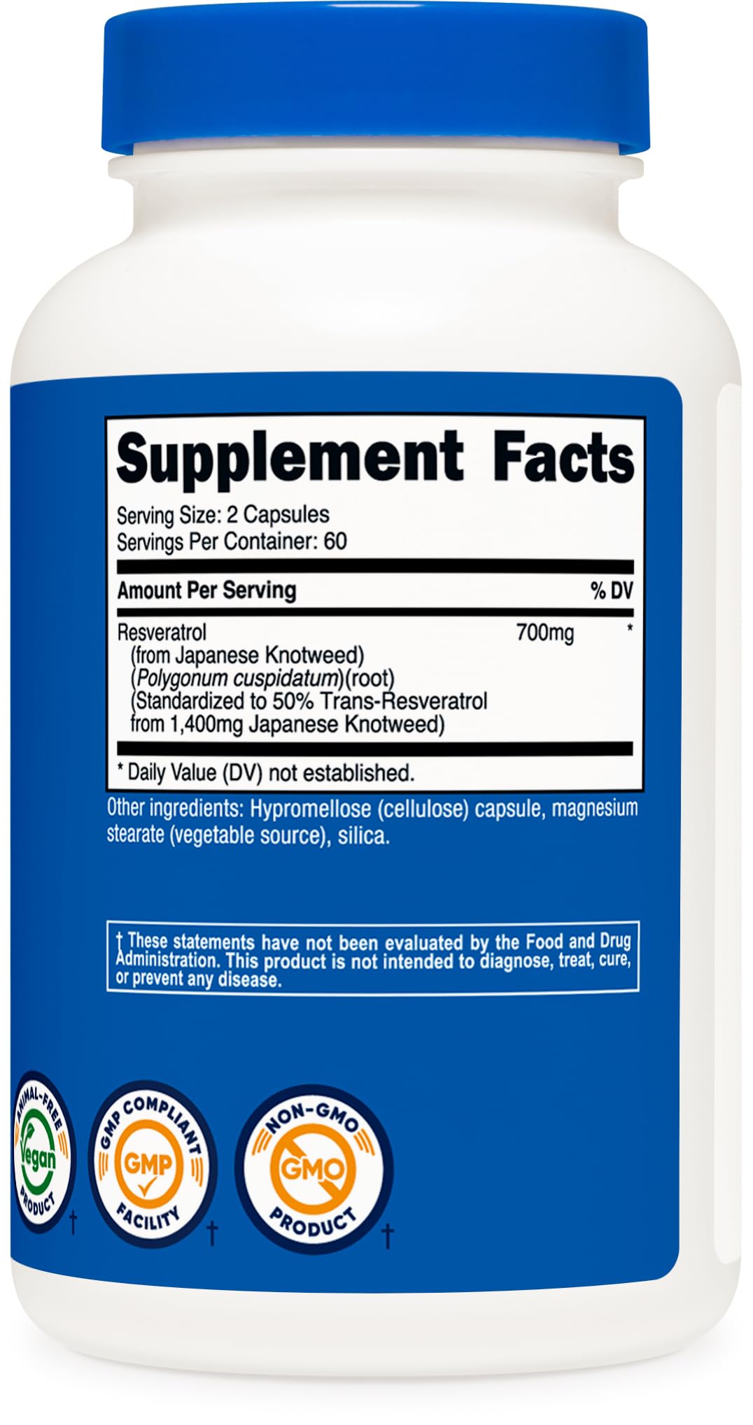 Nutricost Resveratrol 700mg Vegan Capsule Supplement

