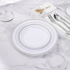 BESTVIP Disposable Plastic Plates with Rim

