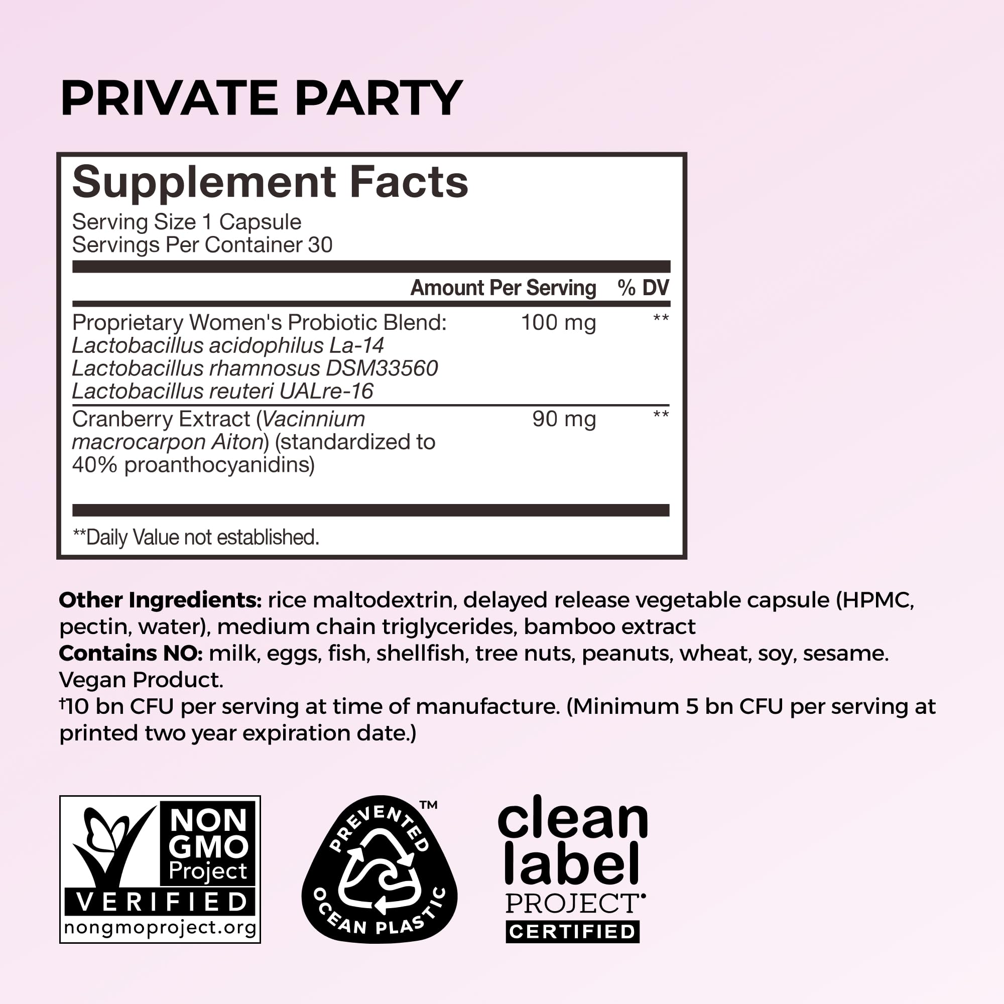 HUM Vaginal Probiotics with Cranberry & Lactobacillus

