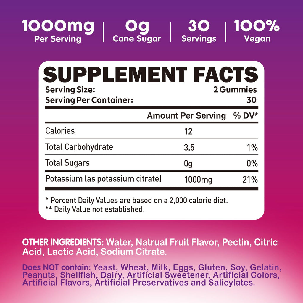 duwhot Potassium Citrate Gummies for Adults | Muscle Health


