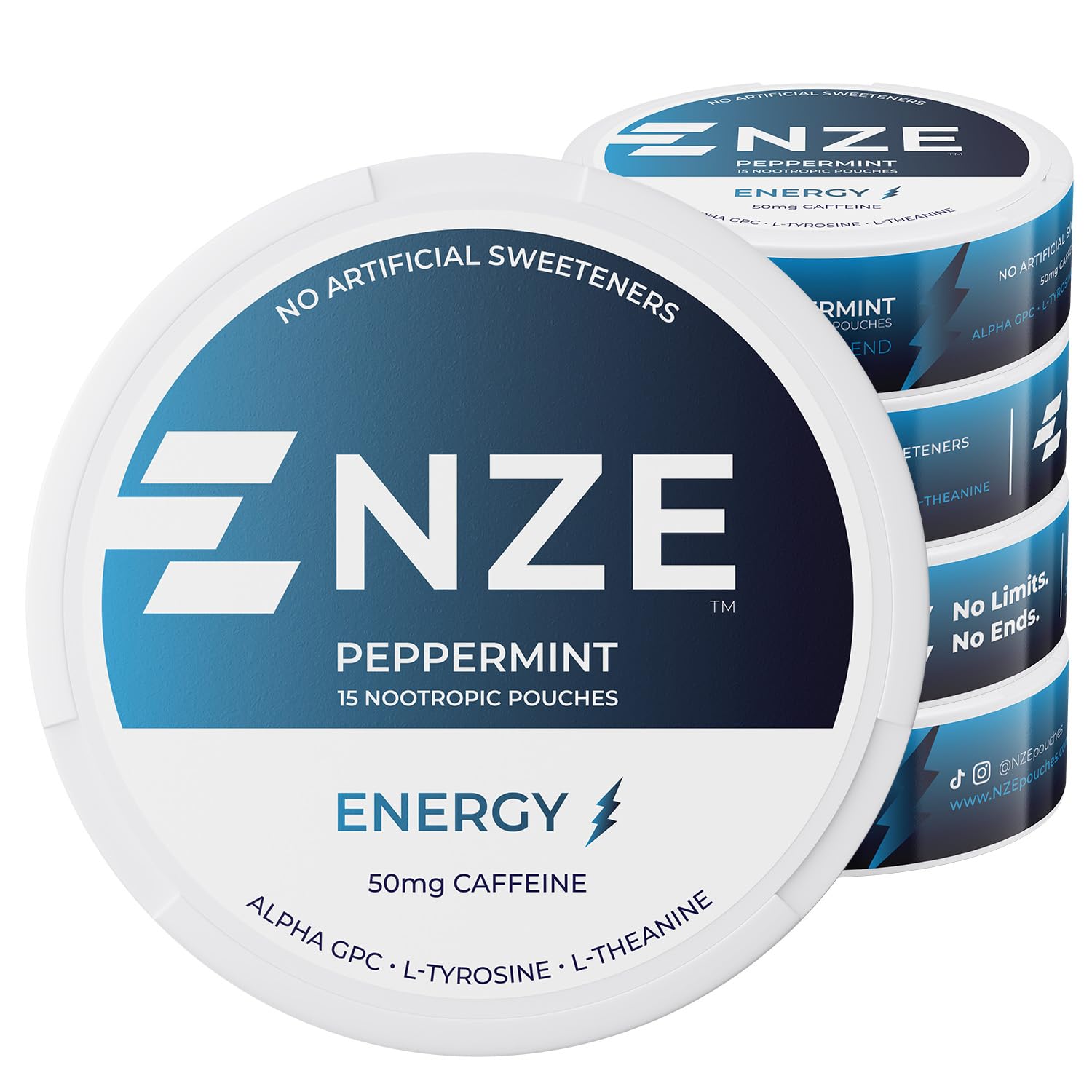 NZE Caffeine Nootropic Pouches - Sugar-Free Energy & Focus