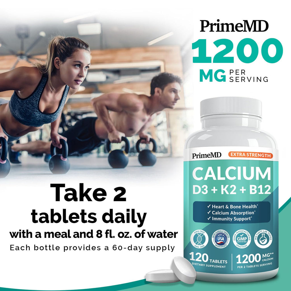 Calcium Supplement 4-in-1 with D3 K2 | Vegan Gluten-Free

