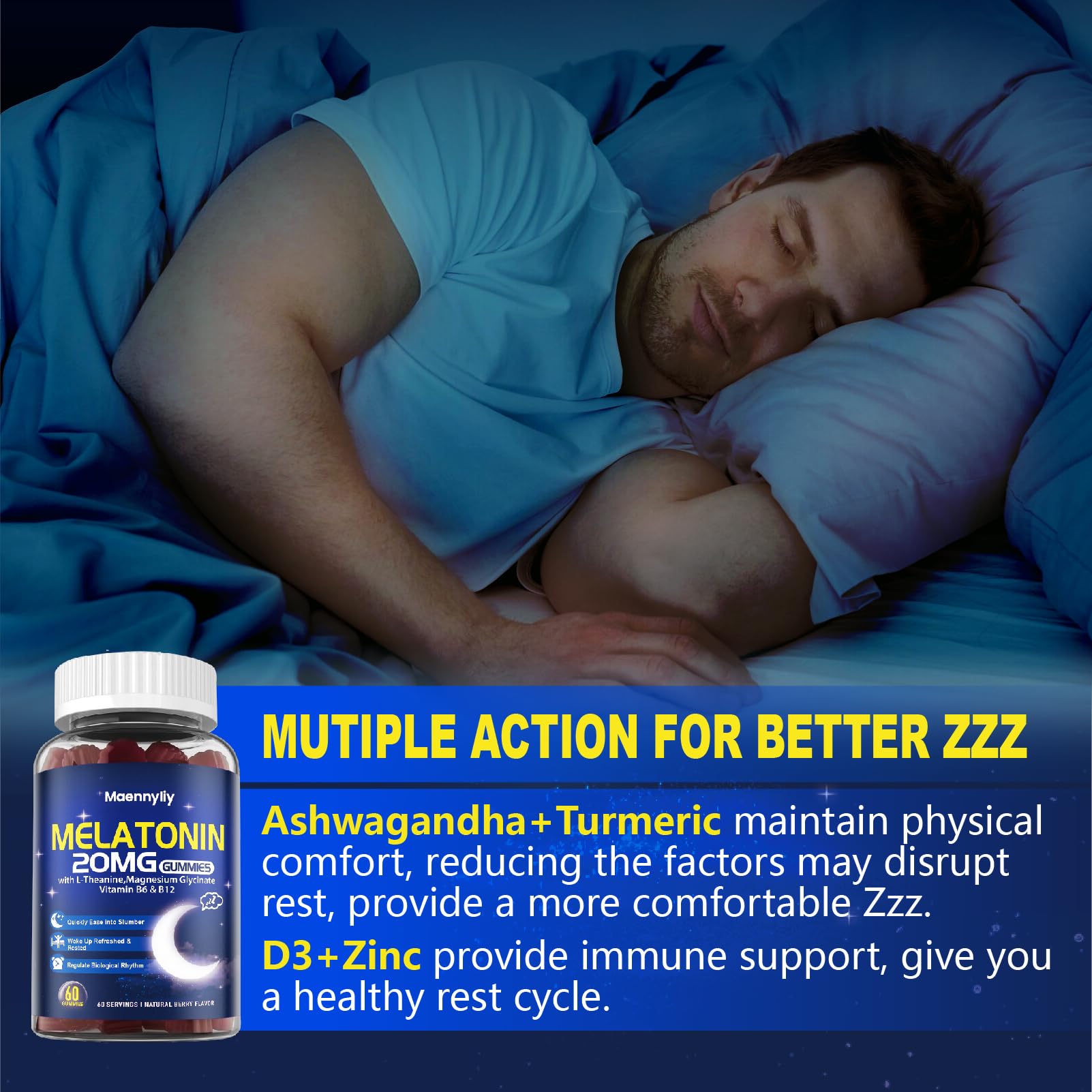 Maennyliy Melatonin Gummies for Adults - 20mg, Sugar Free

