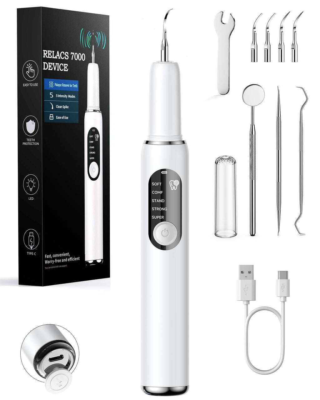 RELACS Plaque Remover for Teeth with LED Light

