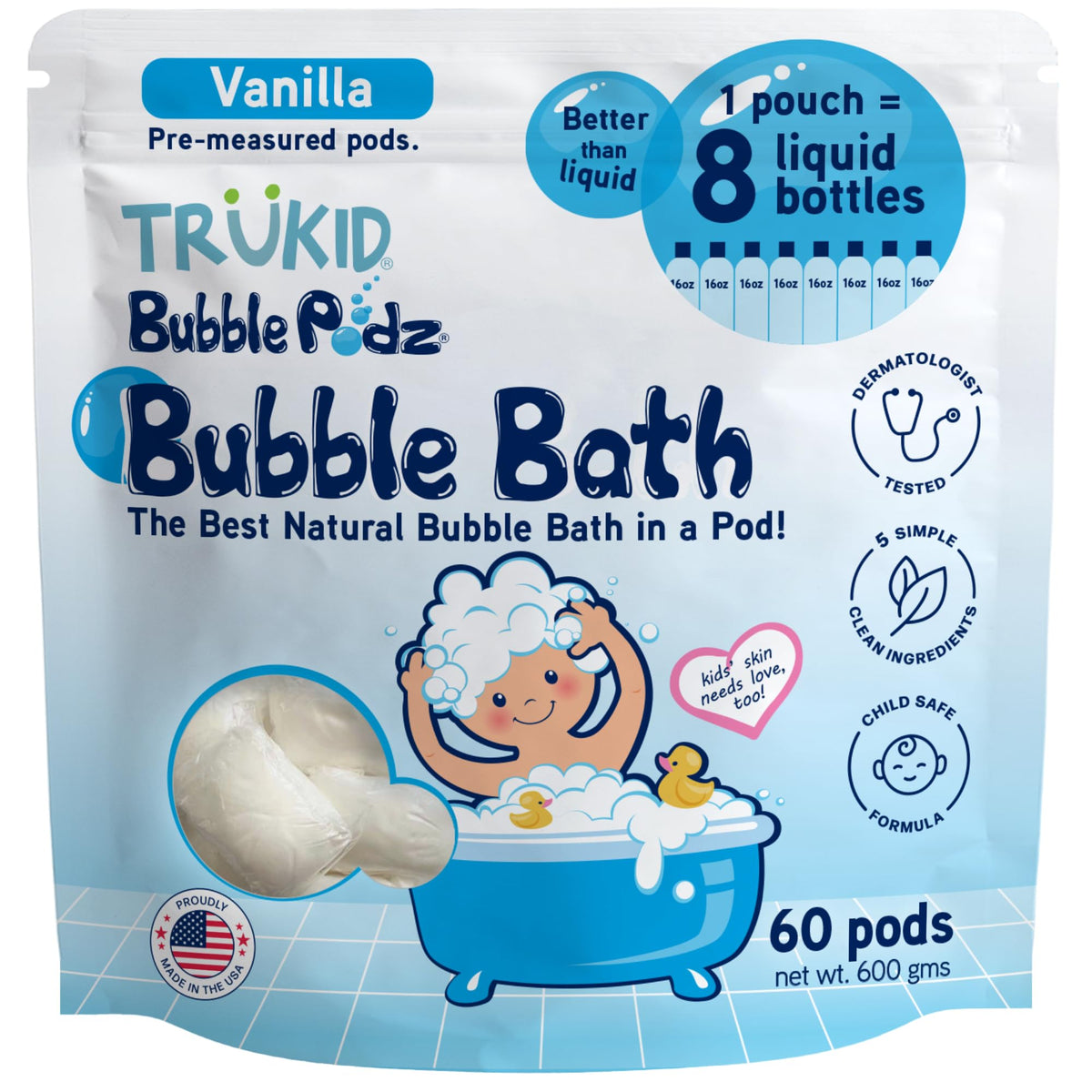 TruKid Bubble Podz Bubble Bath for Kids NEA-Accepted for Eczema