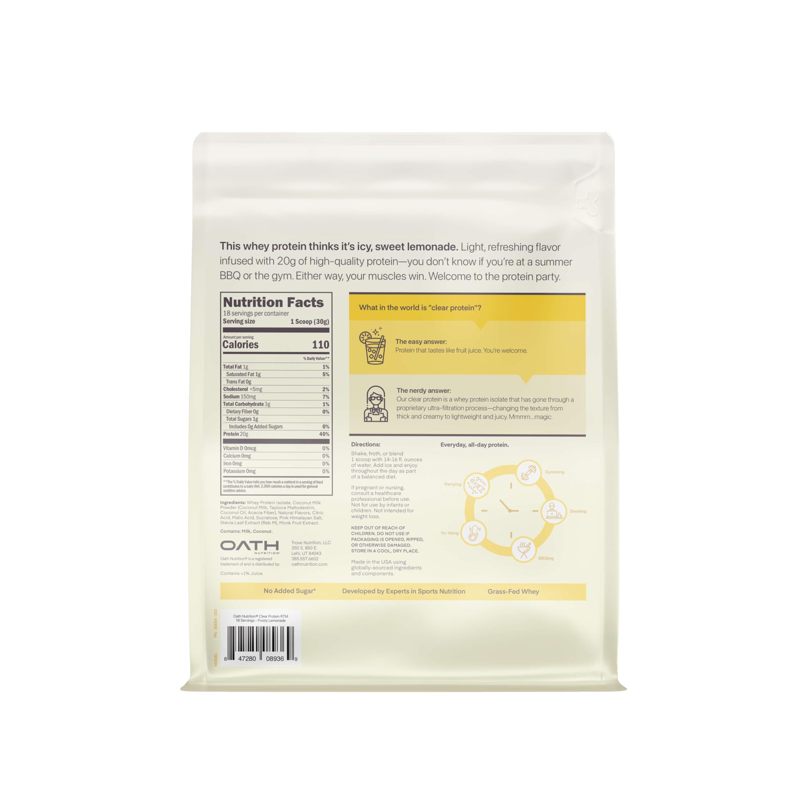 Oath Clear Whey Isolate Protein Powder - 20g Protein

