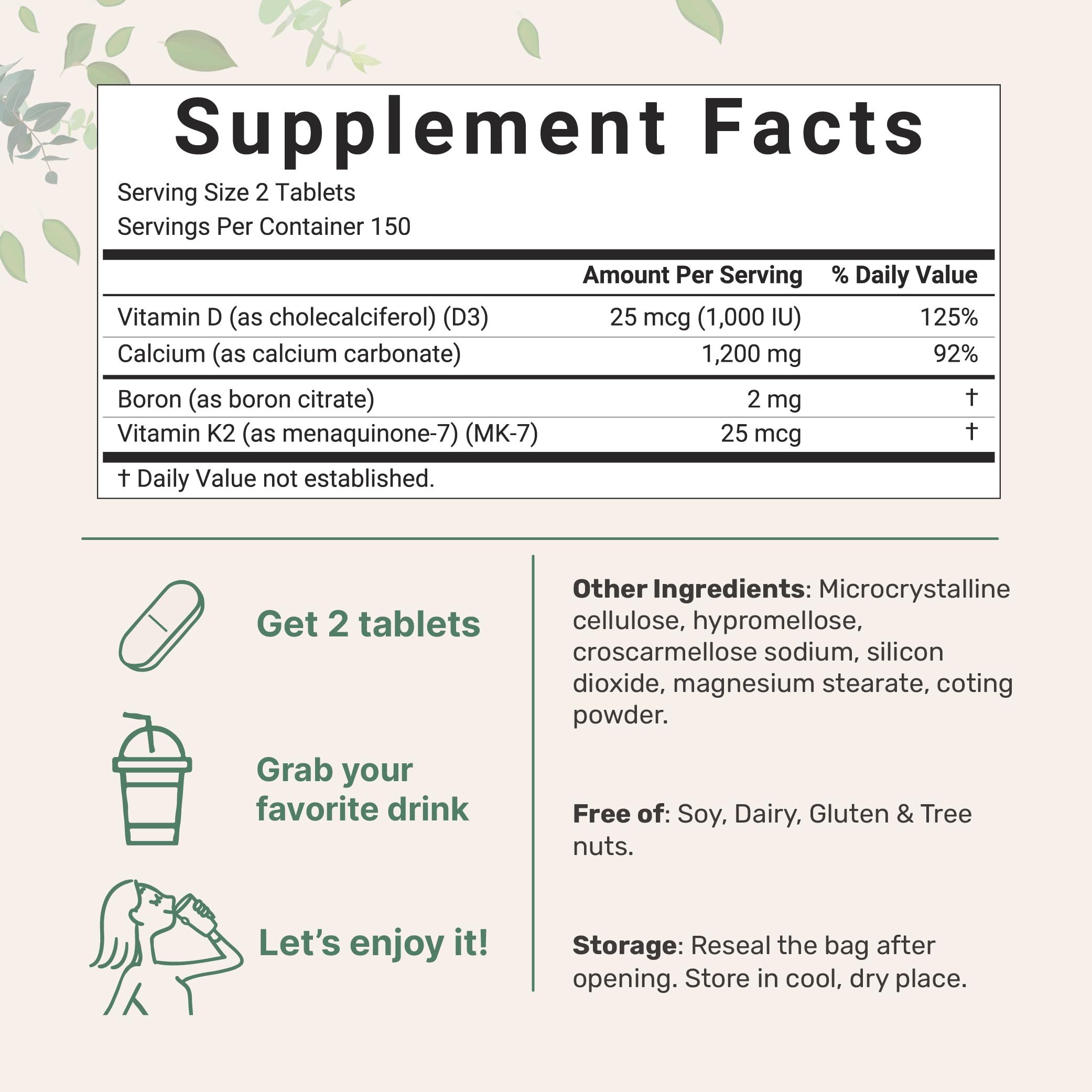 Micro Ingredients Calcium with D3 & K2 Mineral Complex

