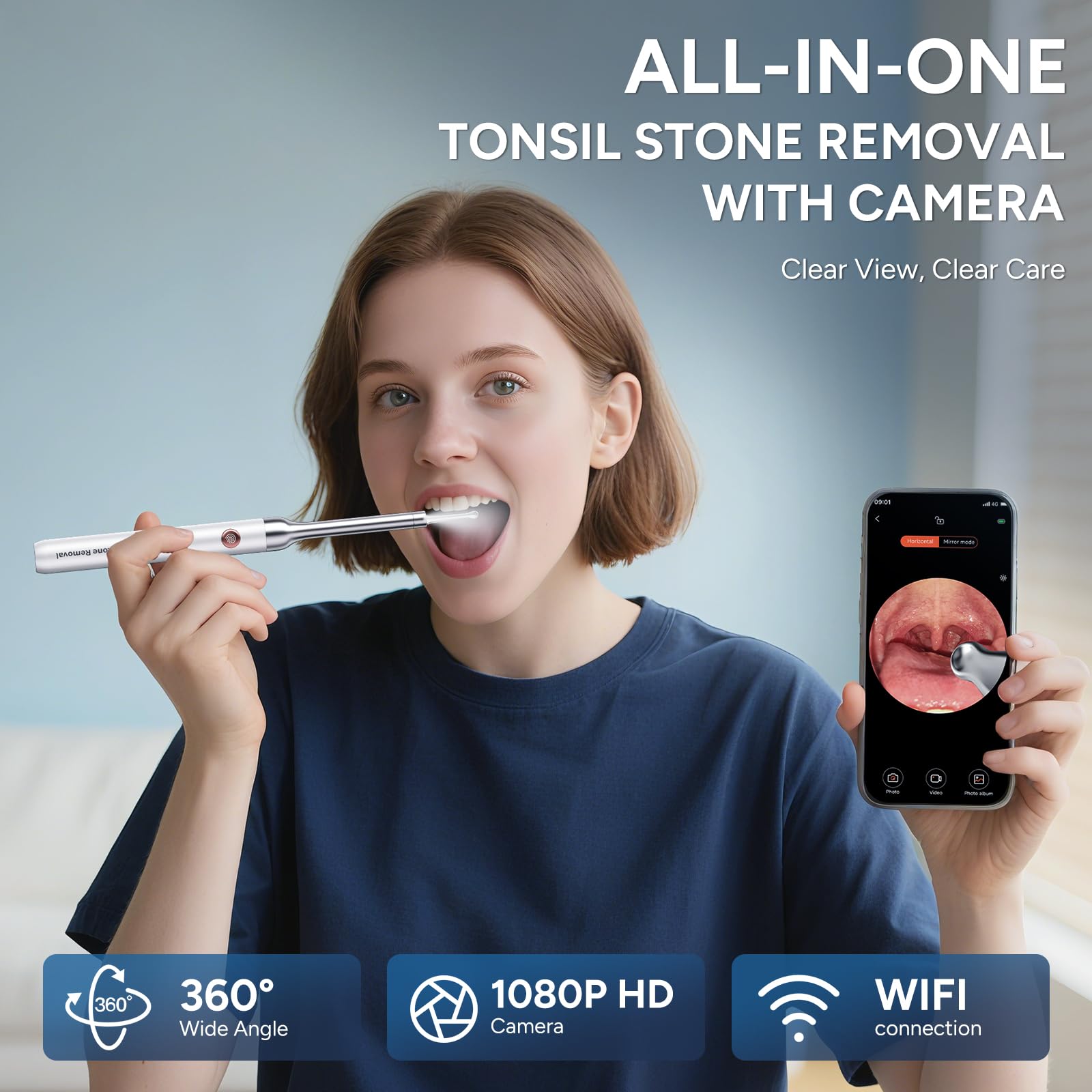 Tonsil Stone Remover with Camera - 1080P Visual Kit

