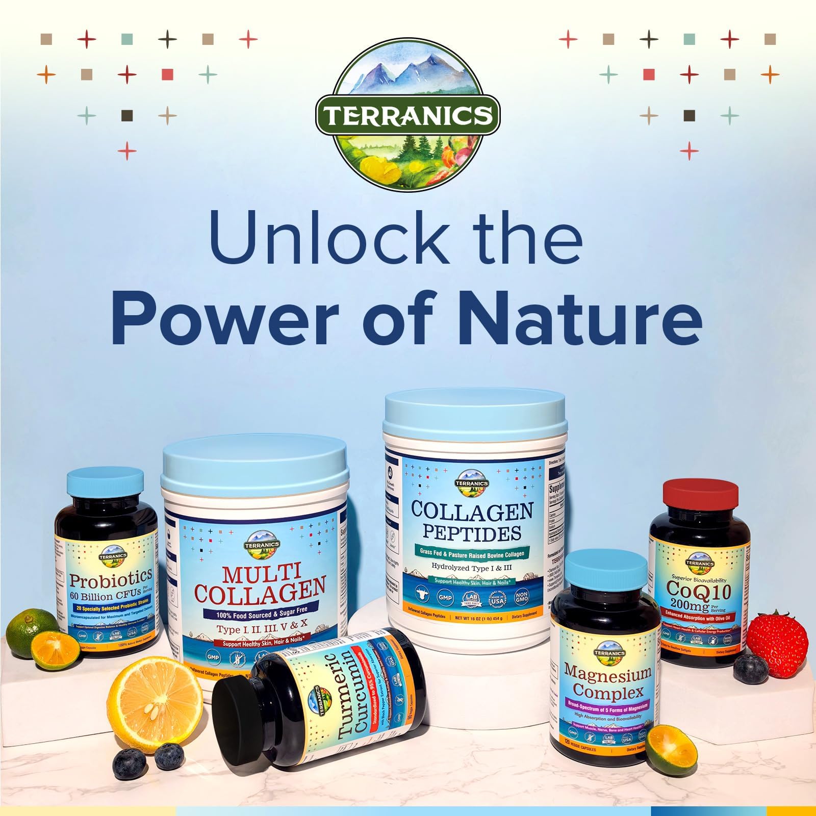 Terranics Multi Collagen Peptides Powder Unflavored|Type I-X


