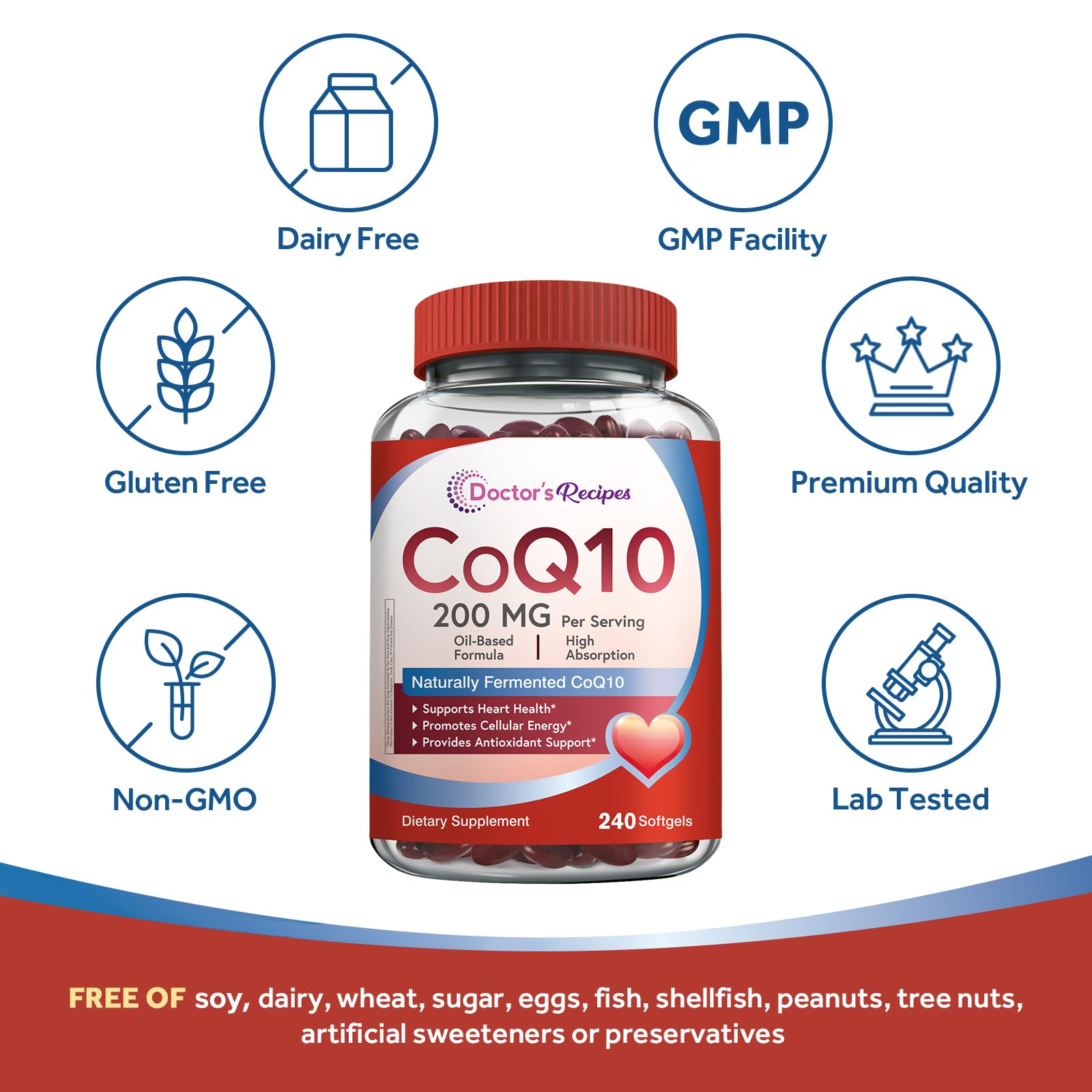 Doctor’s Recipes CoQ10 Softgels with Olive Oil 200 mg


