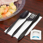 Black Cutlery Kit with Napkin & Salt Pepper Packets

