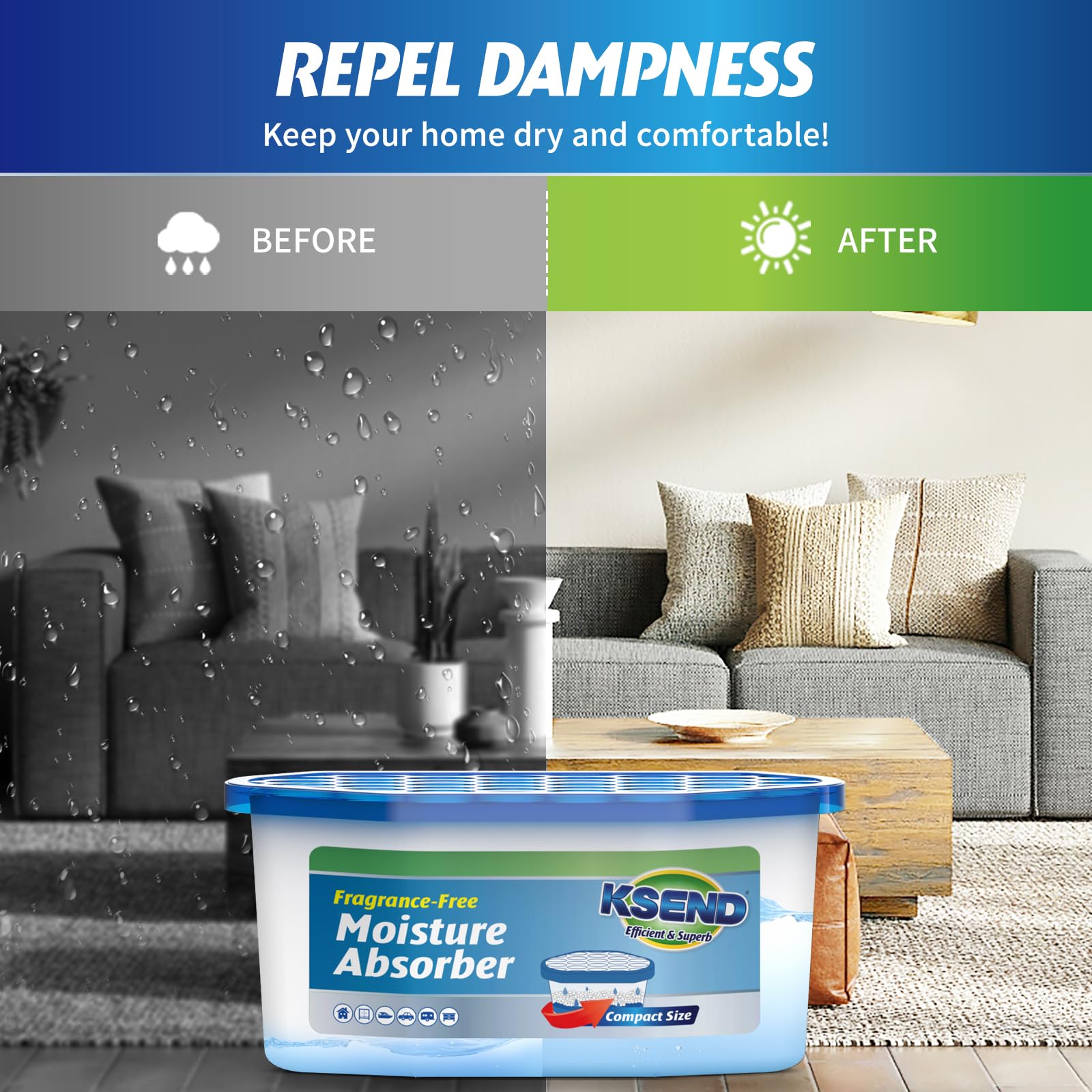 Ksend Moisture Absorber - Compact Closet Dehumidifier

