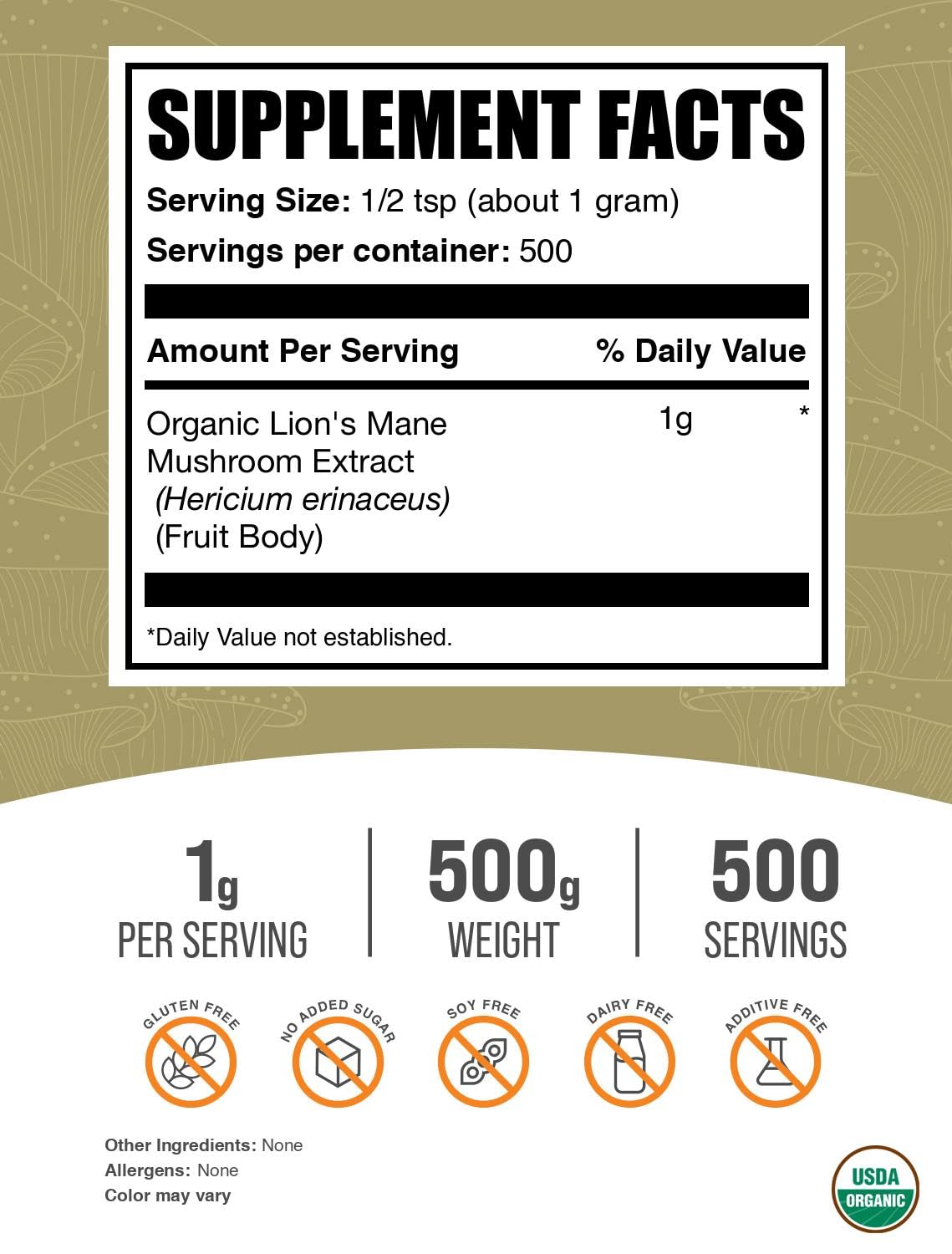 Lion's Mane Mushroom Extract Powder BulkSupplements

