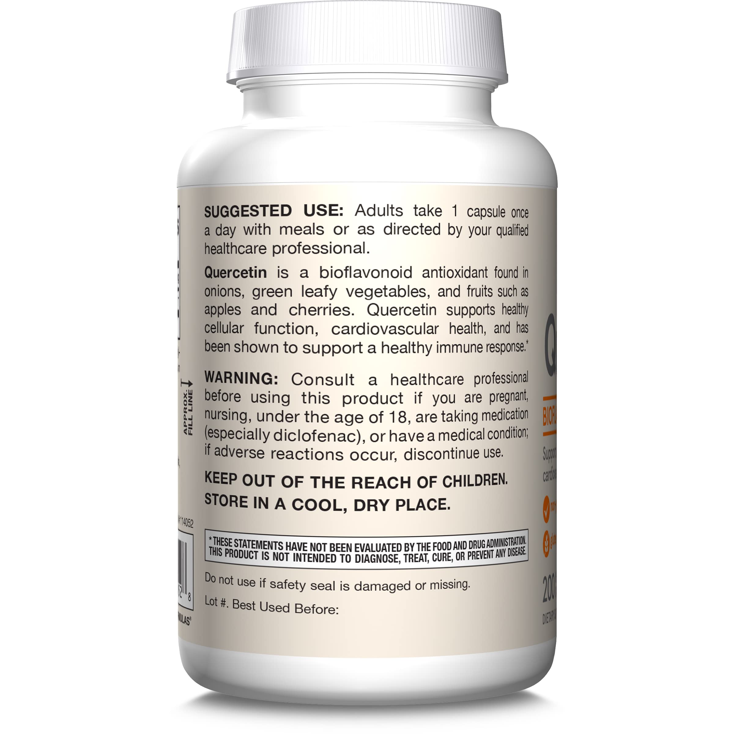 Jarrow Formulas Quercetin 500 mg Vegan Capsules

