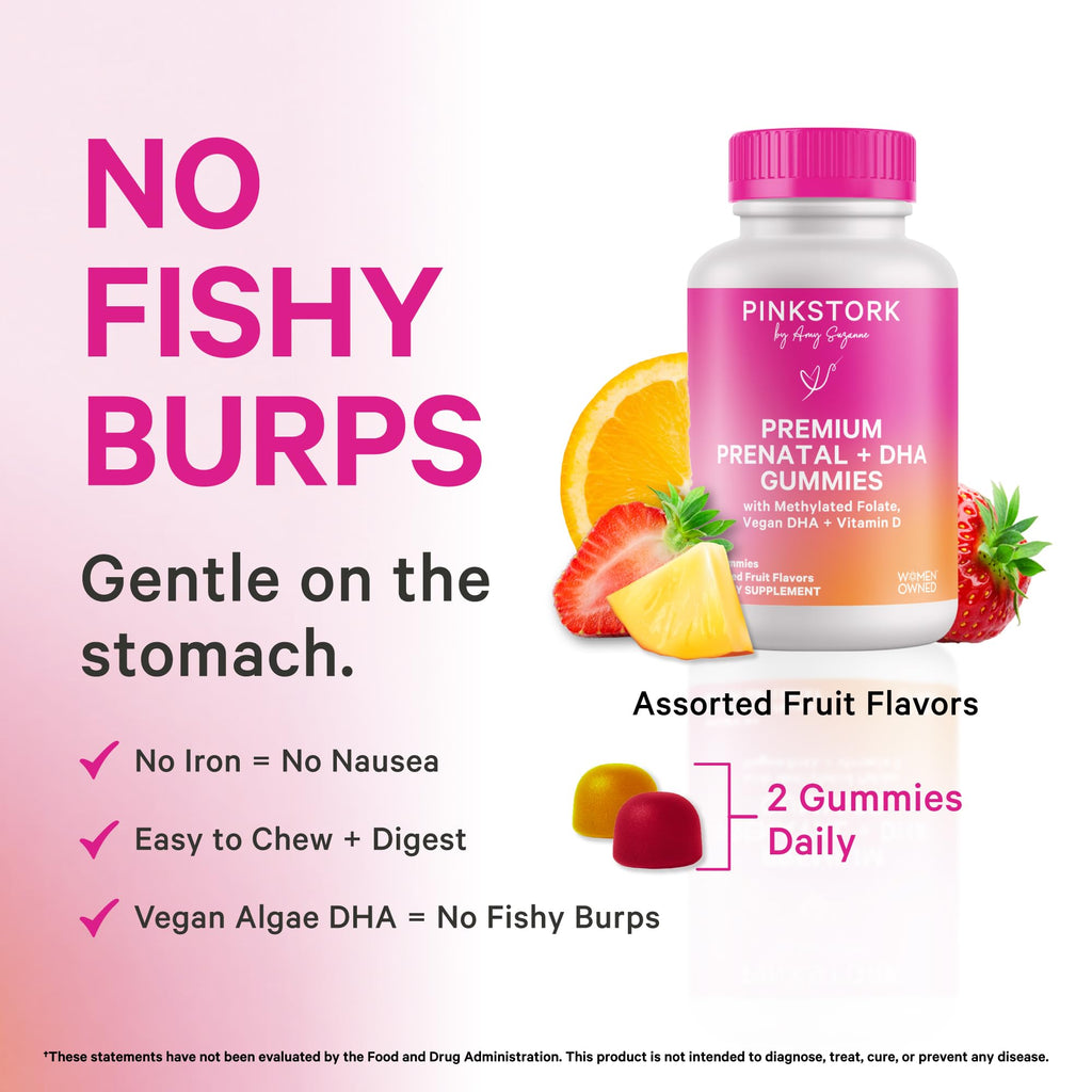 Pink Stork Prenatal Gummies with Vegan DHA | MTHFR-Friendly

