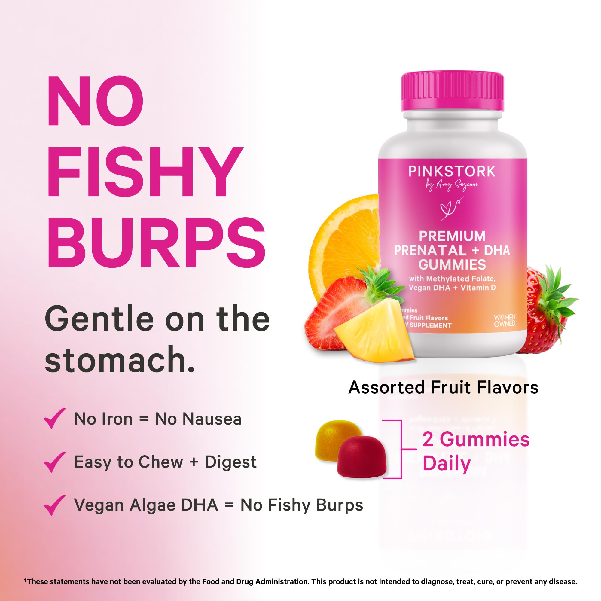 Pink Stork Prenatal Gummies with Vegan DHA | MTHFR-Friendly

