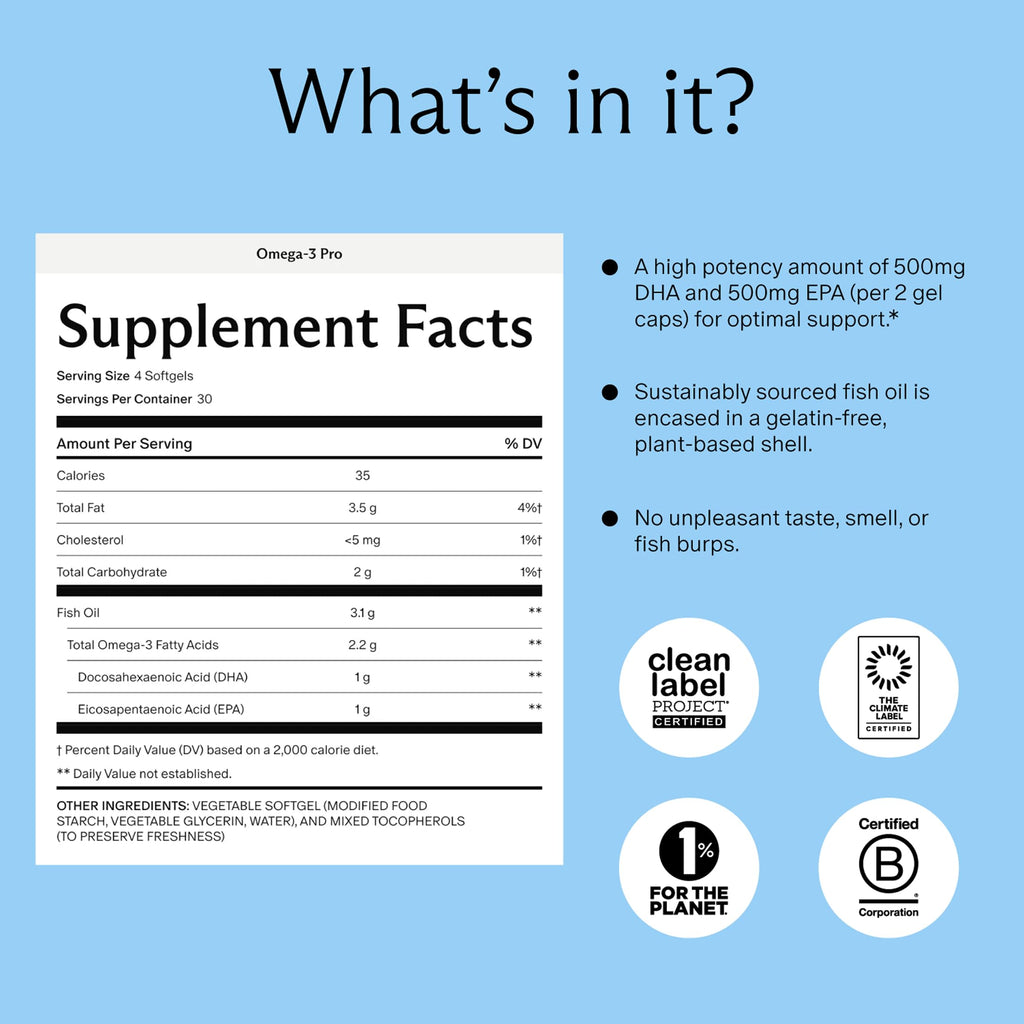 Omega-3 Pro Softgels | Sustainably Sourced Fish Oil


