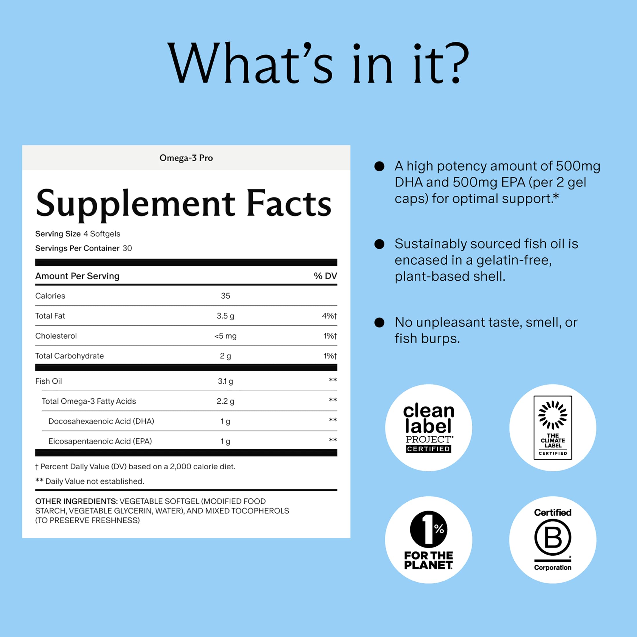 Omega-3 Pro Softgels | Sustainably Sourced Fish Oil

