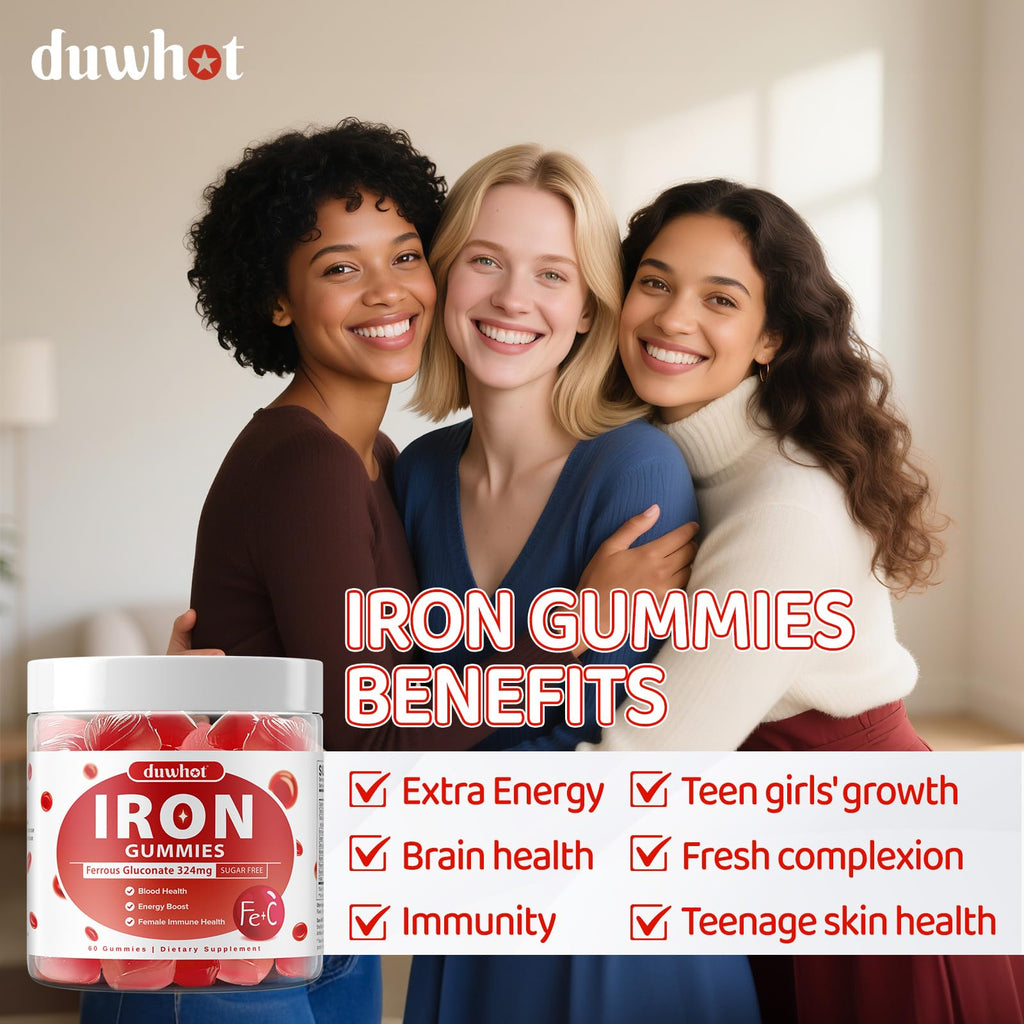Iron Gummies for Women and Teens | Ferrous Gluconate 324 mg

