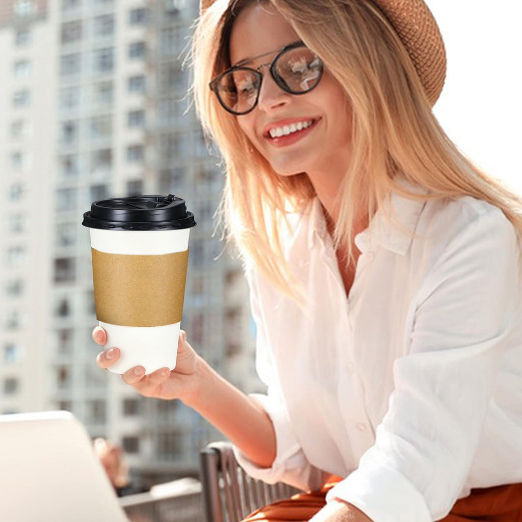 Lamosi Disposable Coffee Cups with Lids and Sleeves | To-Go

