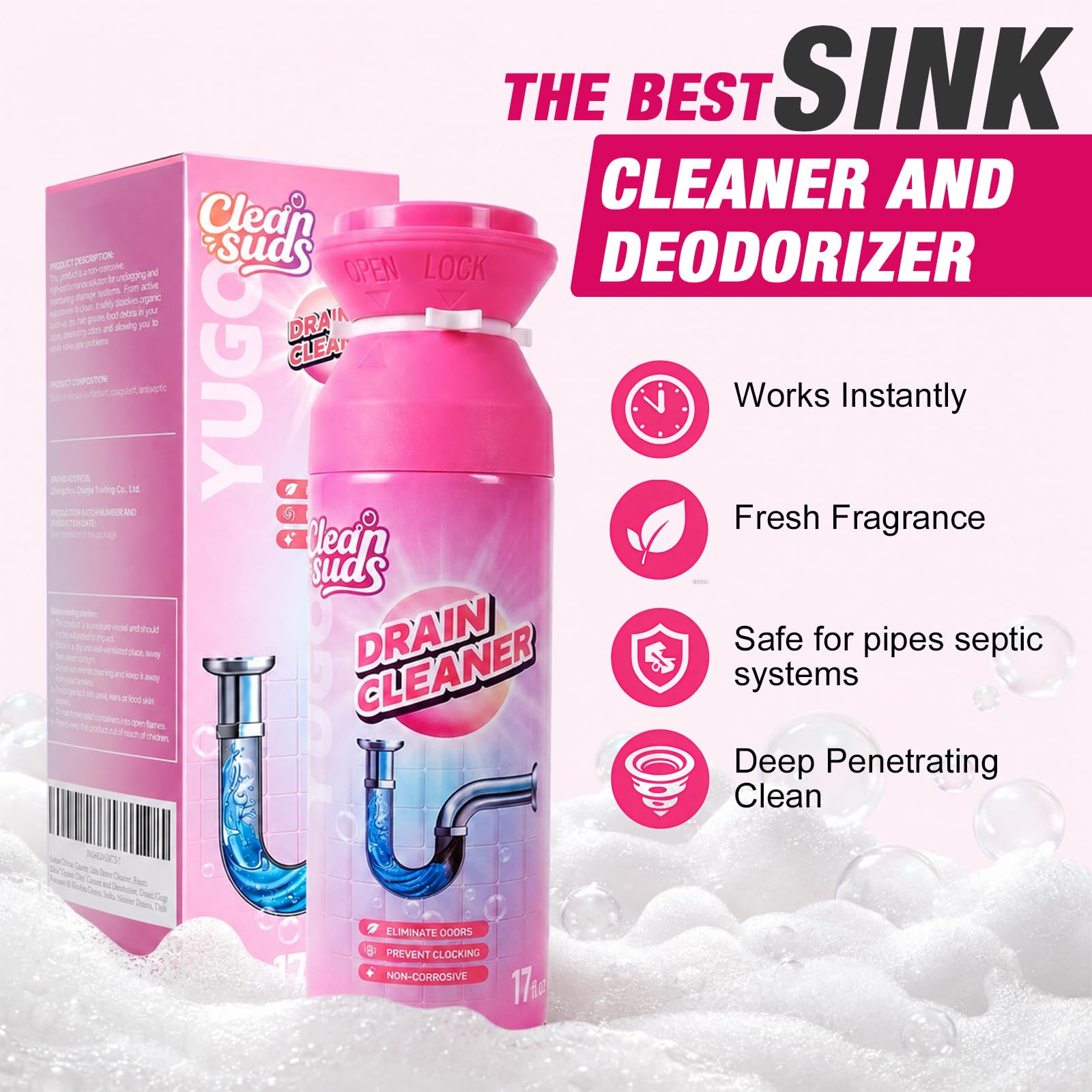 Yugou Foaming Sink Drain Cleaner & Deodorizer

