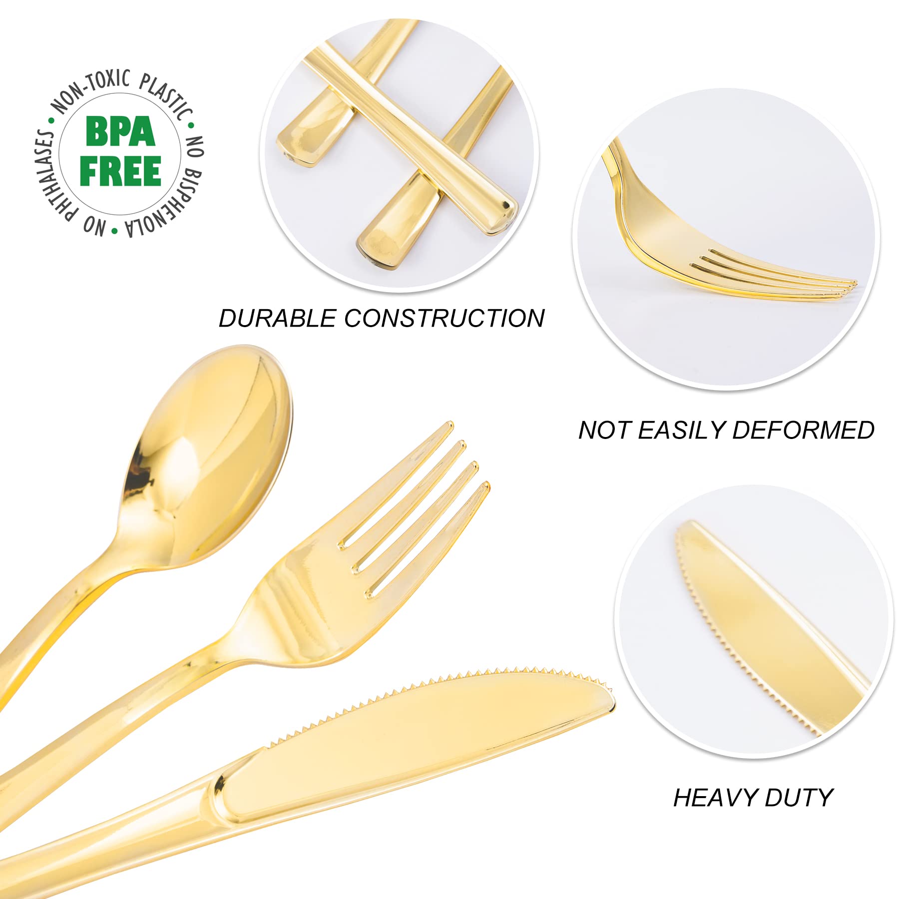 N9R Plastic Silverware Set - Heavy Duty Disposable Flatware

