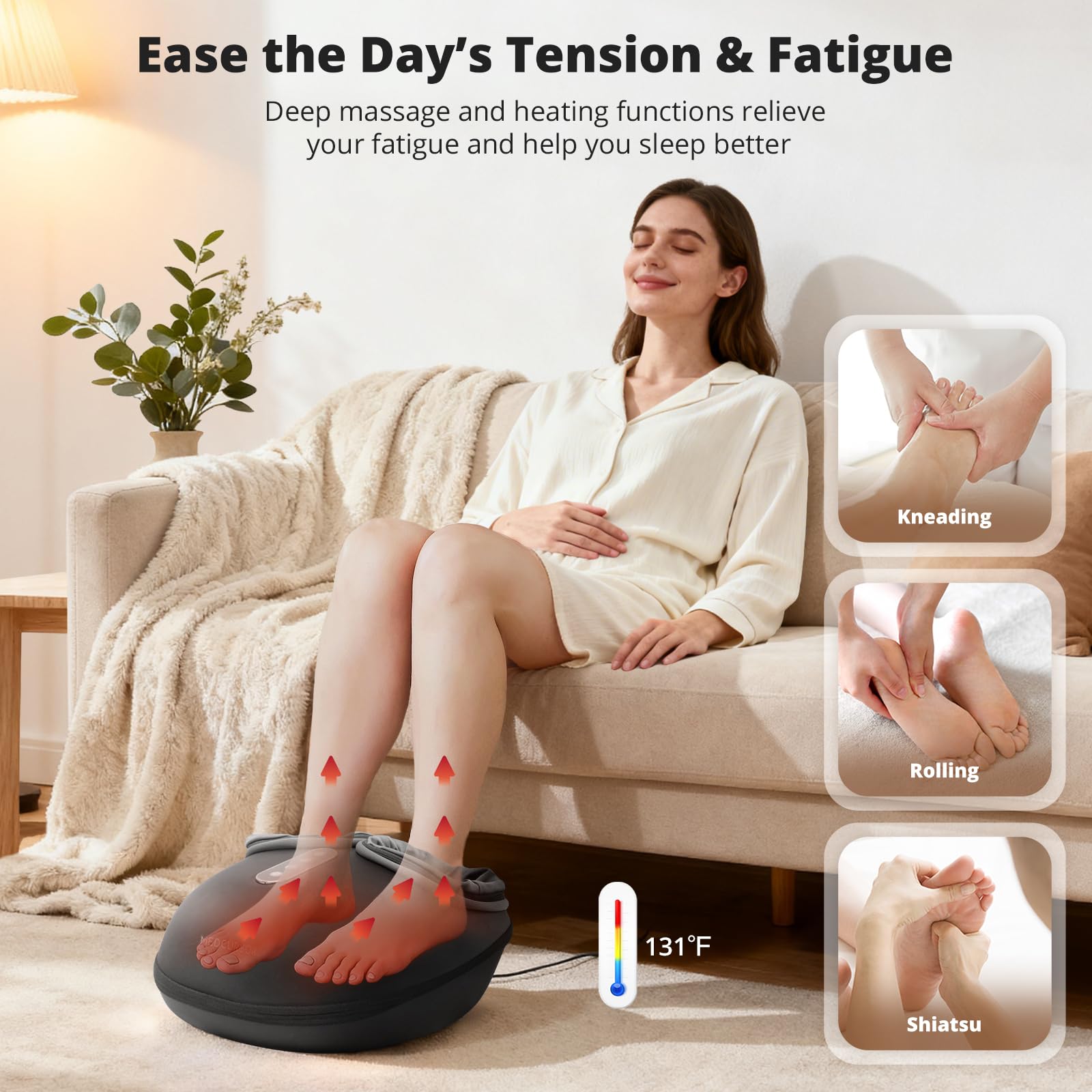 Medcursor Foot Massager with Heat - Shiatsu Kneading

