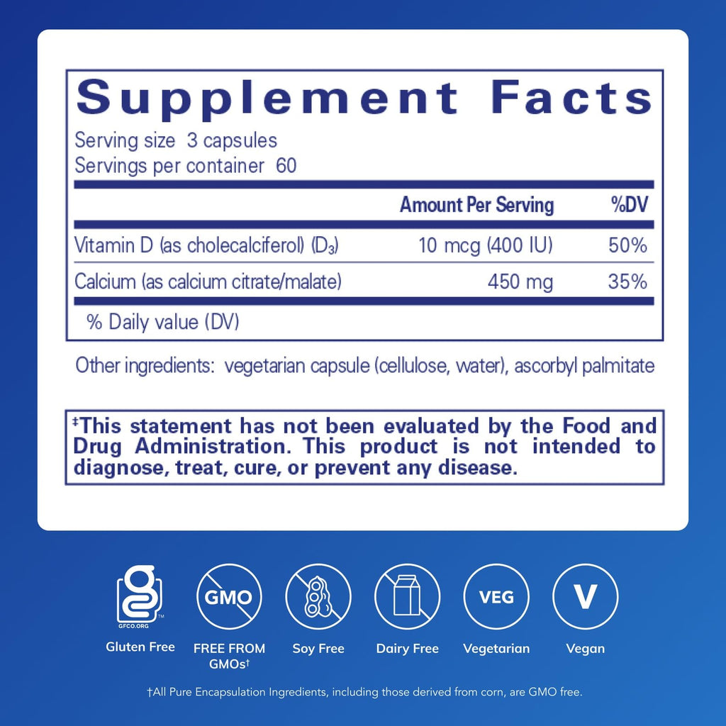 Calcium with Vitamin D3 by Pure Encapsulations - Supplement

