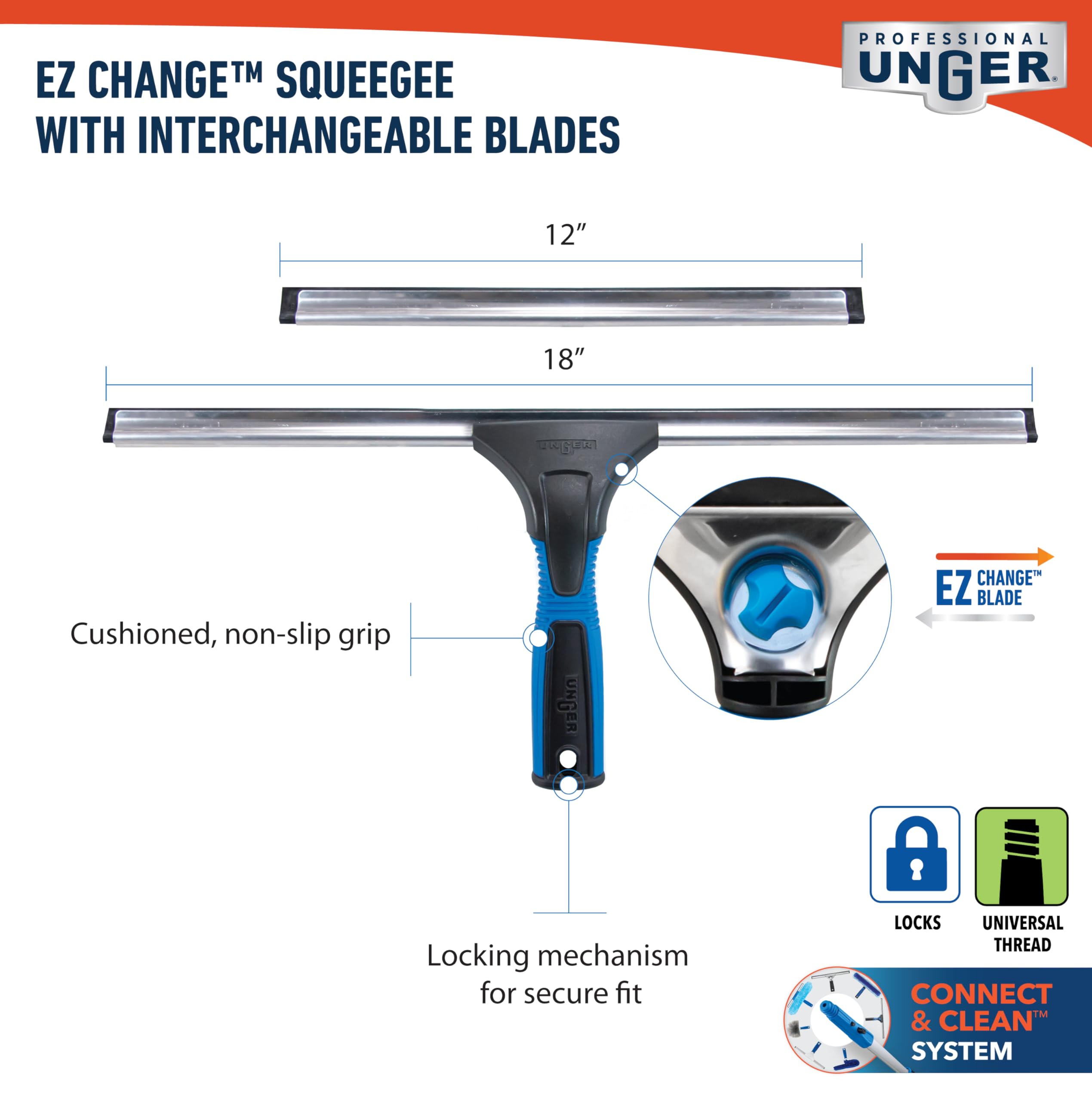 Unger Professional EZ Change Window Squeegee | Streak-Free

