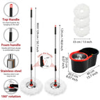 Spin Mop and Bucket Wringer System – 3 Microfiber Heads

