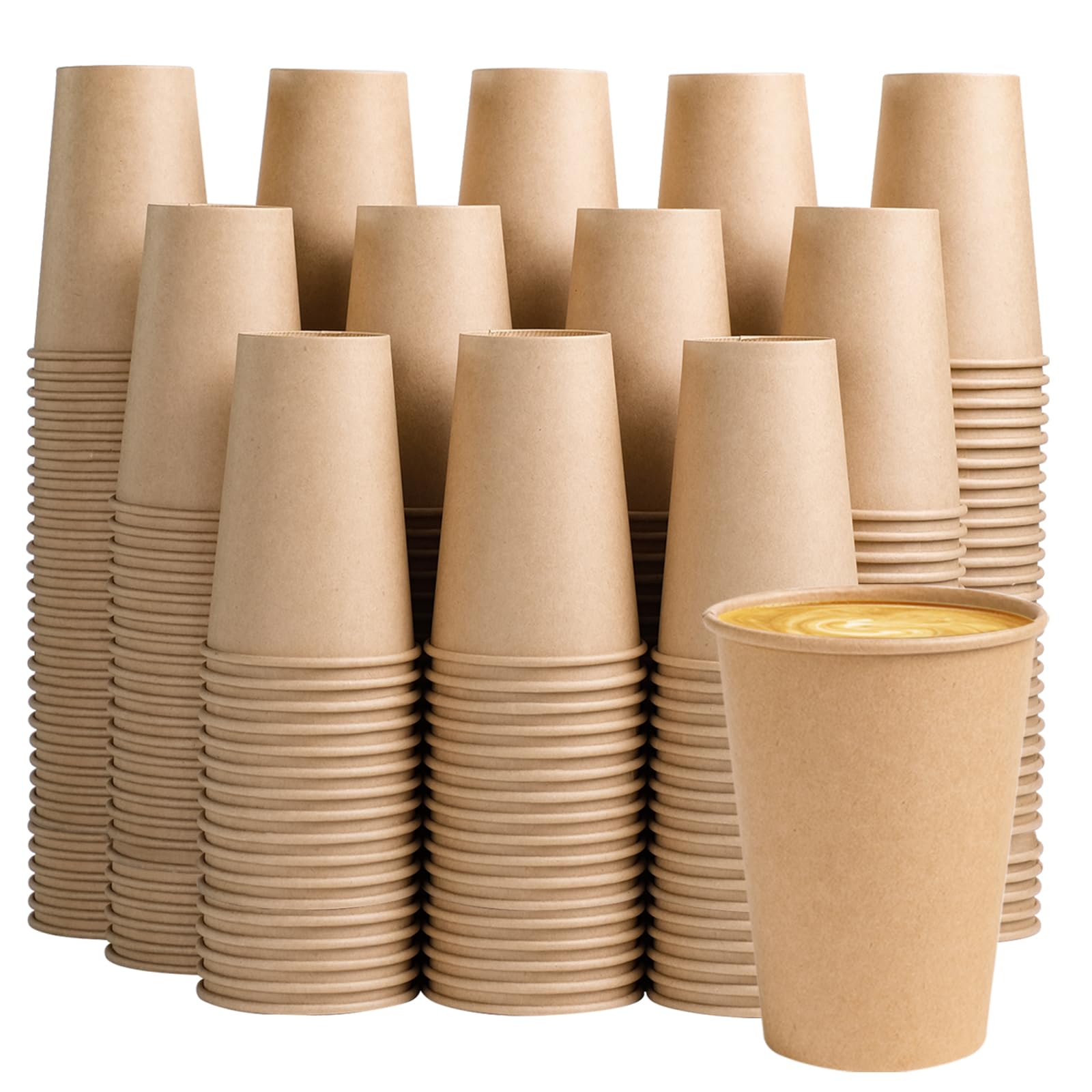 BYSNOW Disposable Kraft Paper Cups for Hot or Cold Beverages
