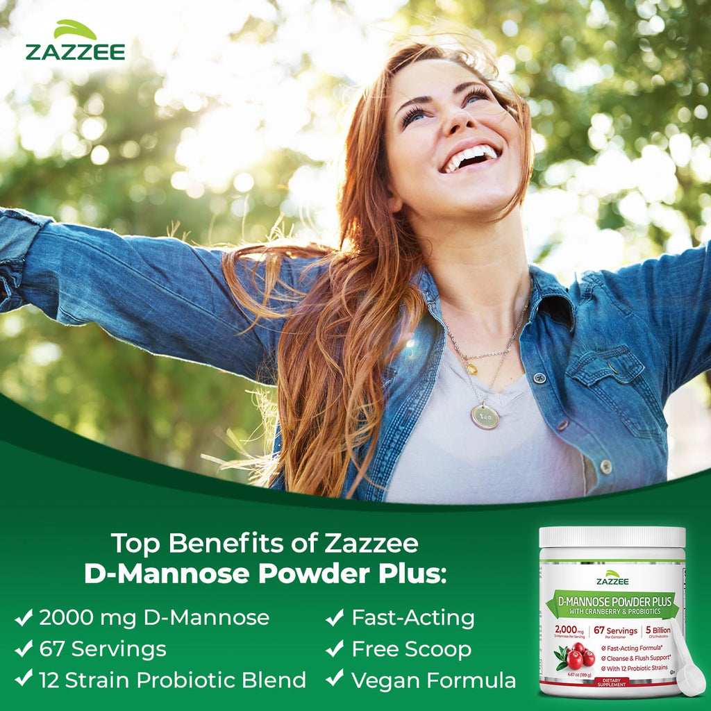 Zazzee D-Mannose Powder Plus with Probiotics & Cranberry

