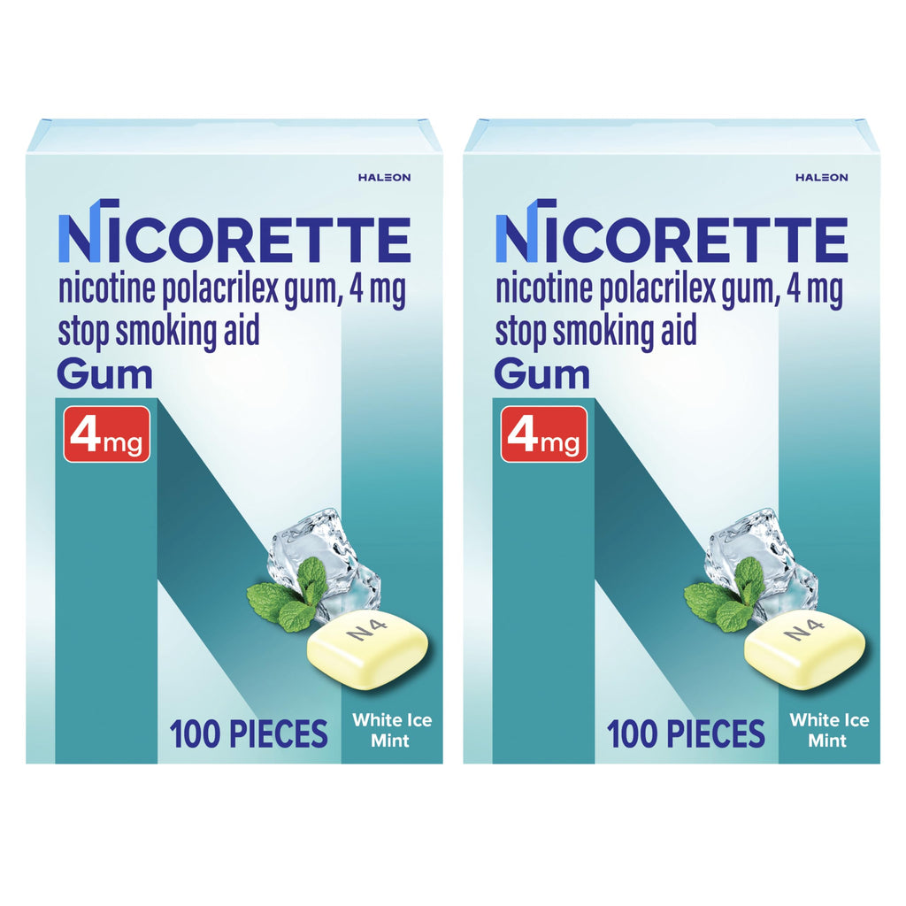 Nicorette 4 mg White Ice Mint Nicotine Gum Stop Smoking Aid

