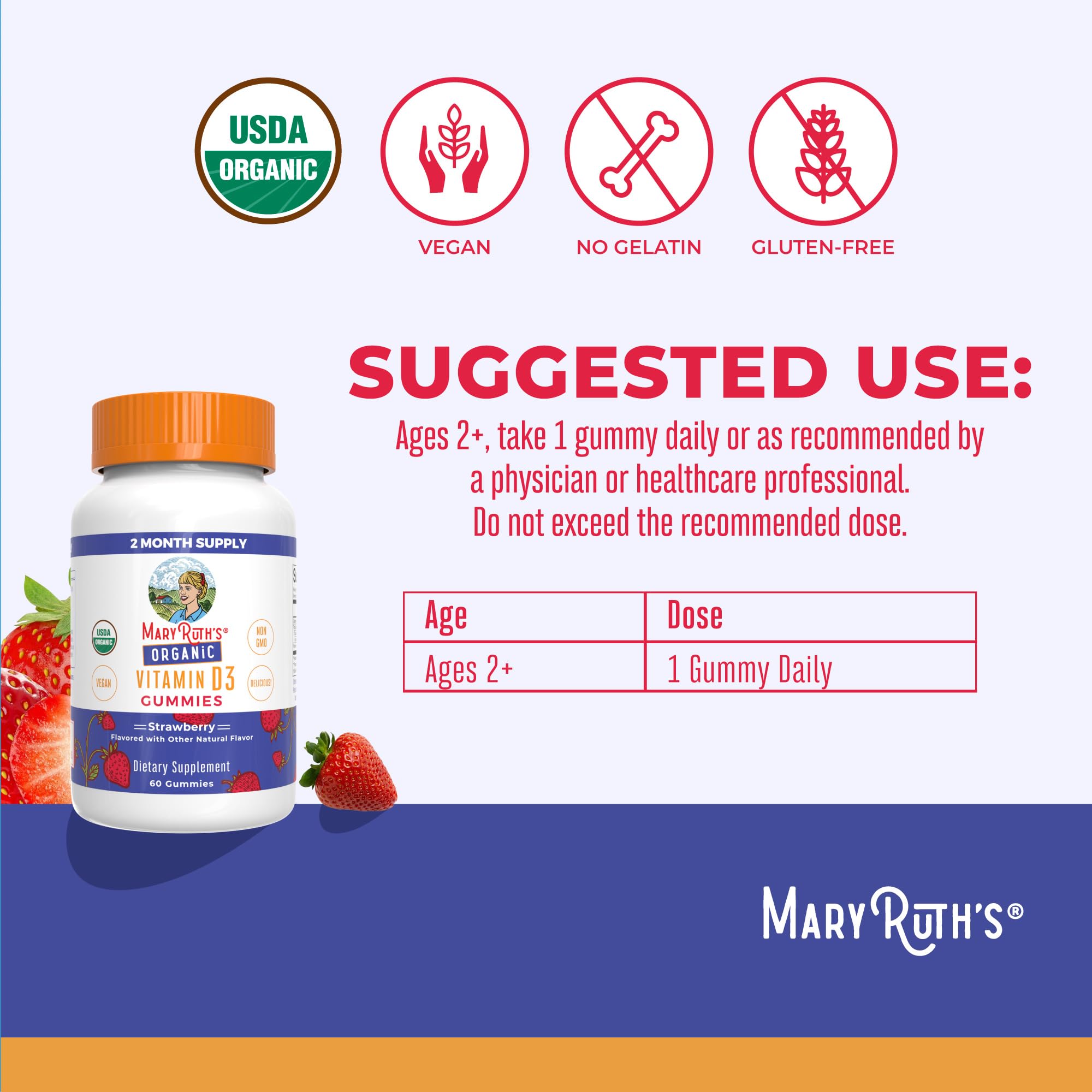 MaryRuth's Vitamin D3 Gummies for Immune & Bone Health

