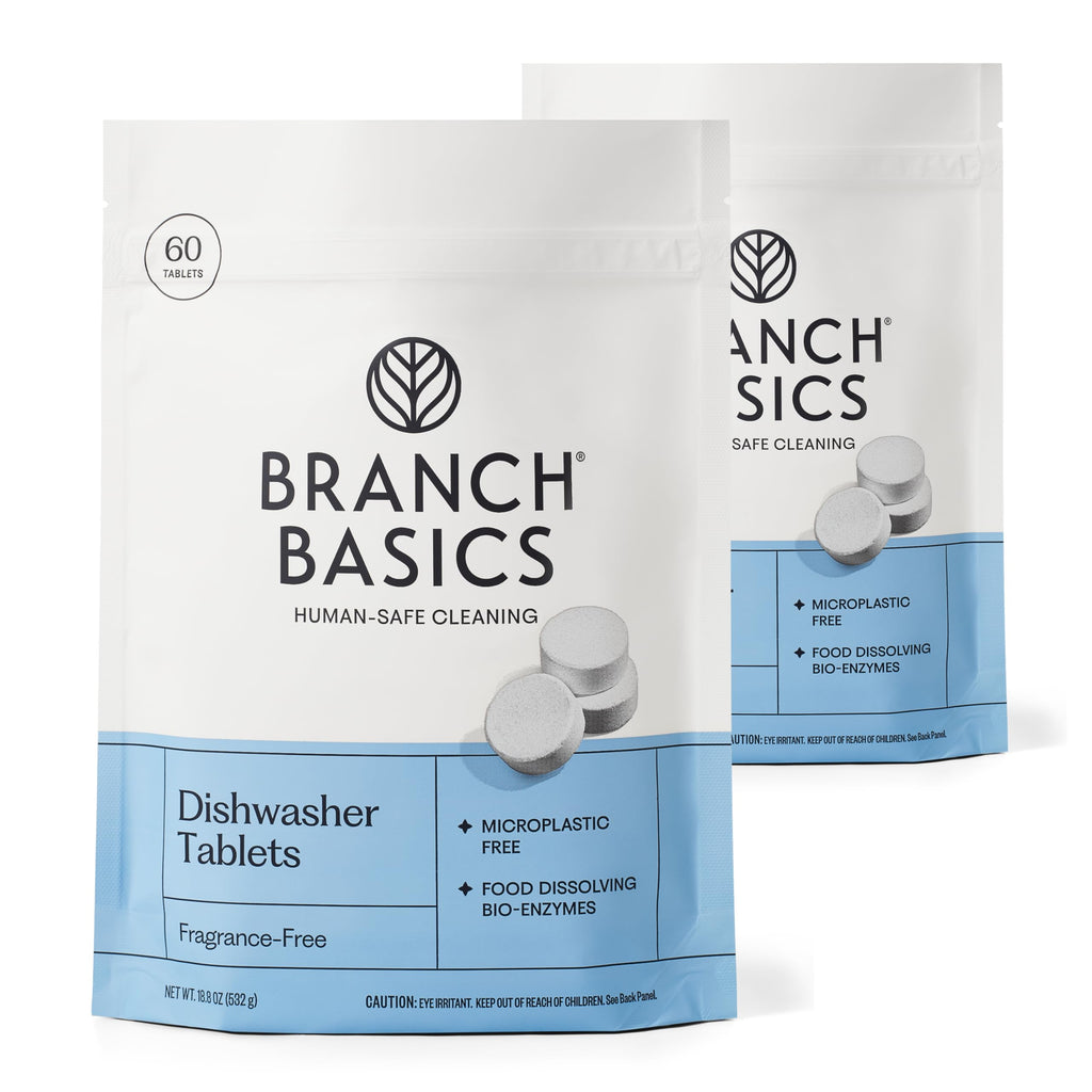 Branch Basics Dishwasher Tablets – Plastic-Free Fragrance-Free Human-Safe Plant-Based