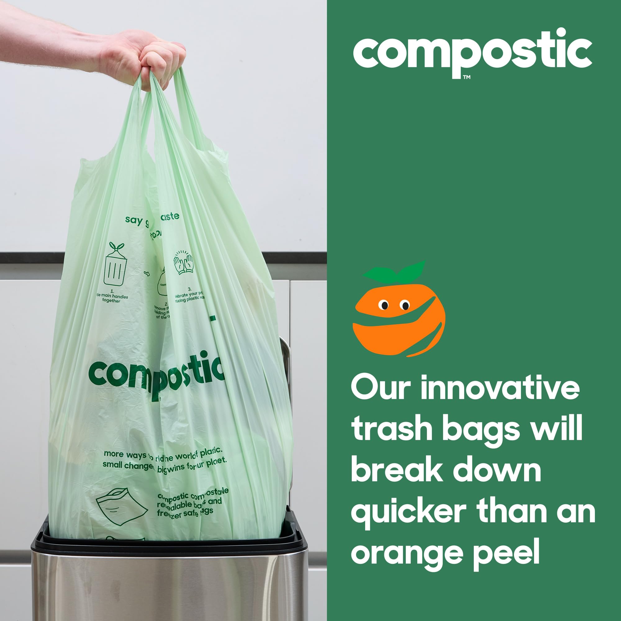 Compostic Compostable Trash Bags Extra Strong Plant-Based

