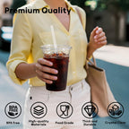AOZITA Clear Plastic Cups with Lids and Straws - BPA-Free

