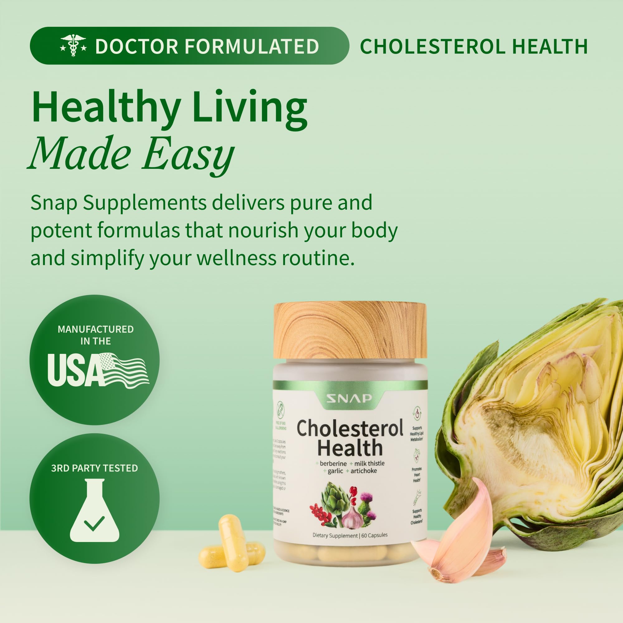 Snap Supplements Dietary Supplement for Heart & Digestion

