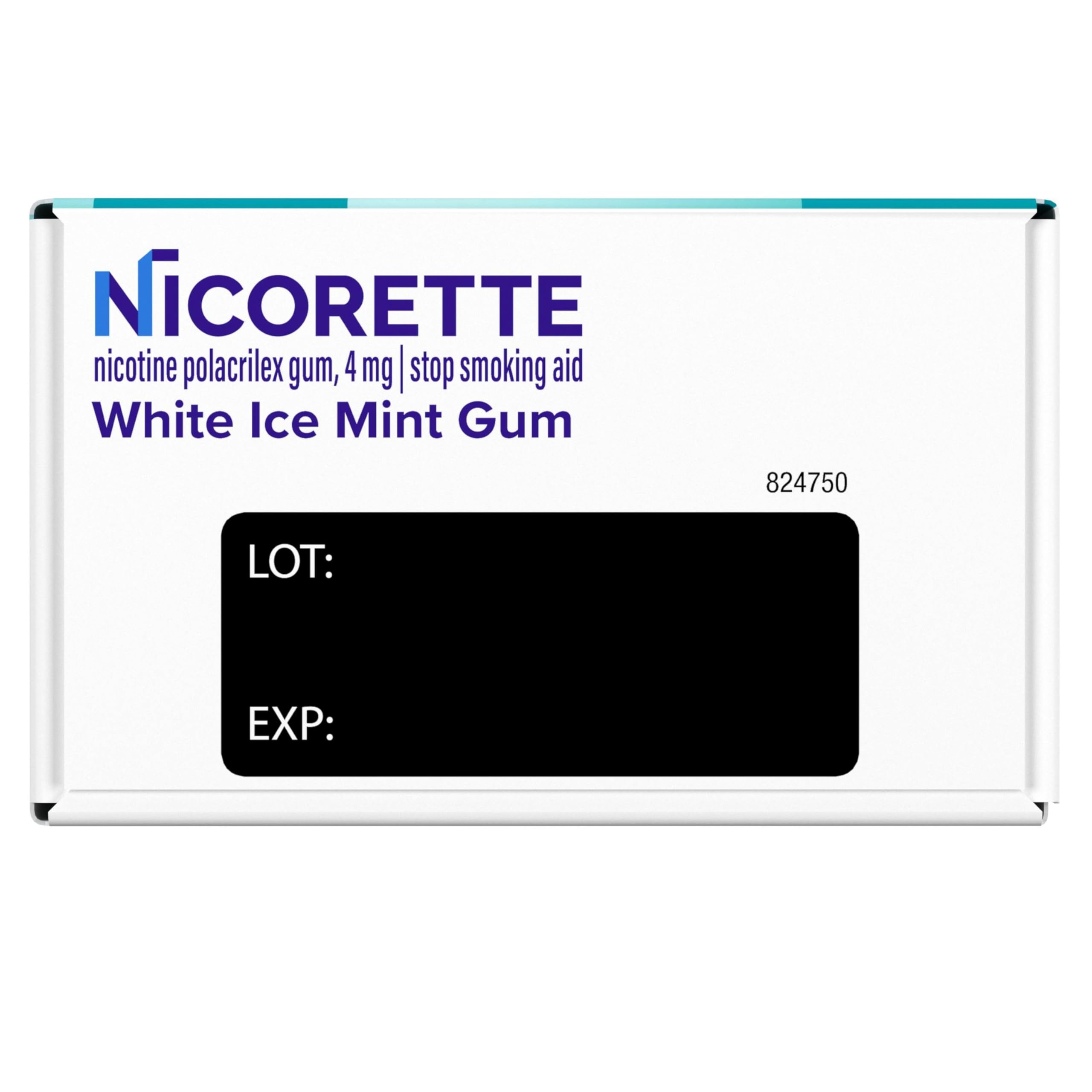 Nicorette 4 mg White Ice Mint Nicotine Gum Stop Smoking Aid

