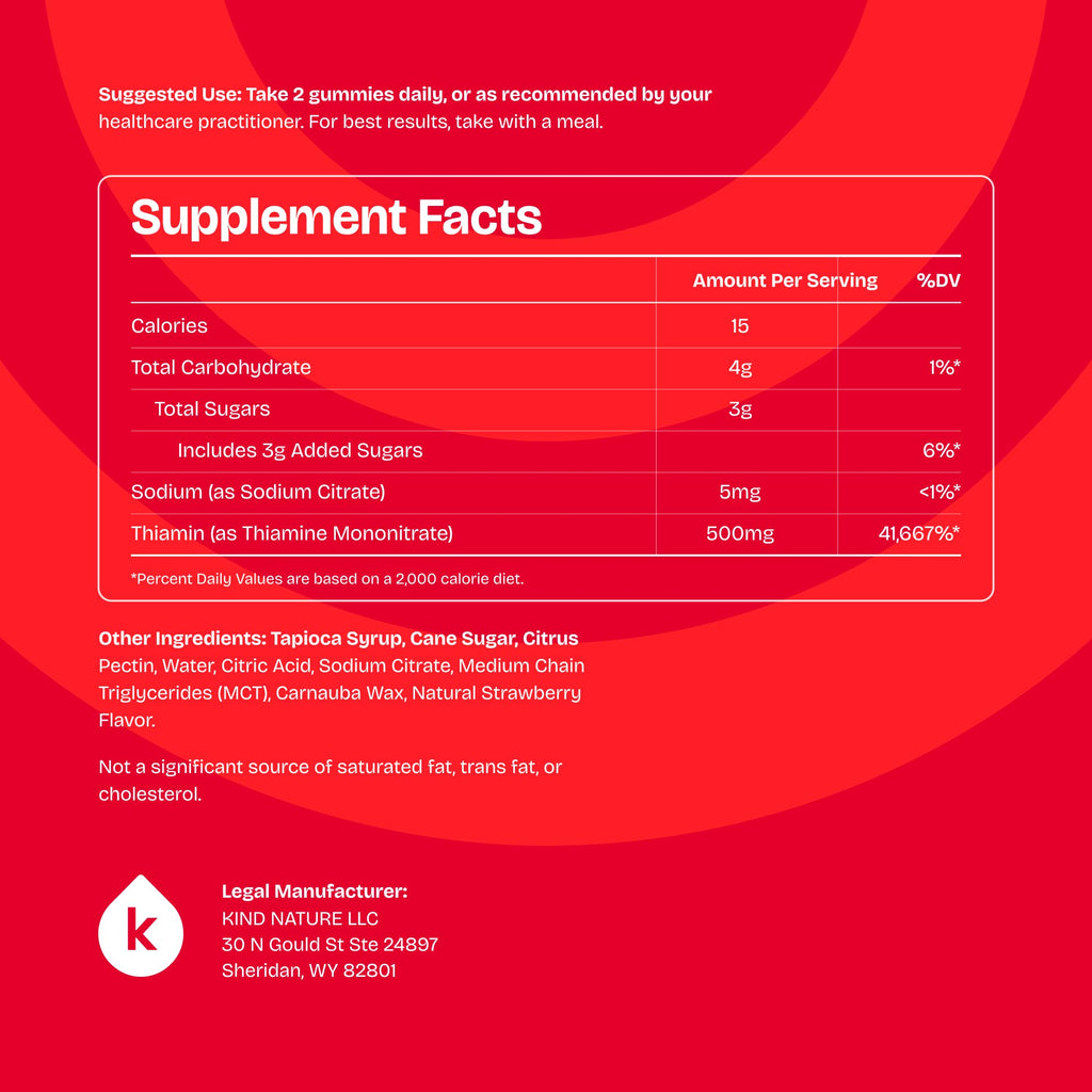 Kindnature Vitamin B1 Gummies – Thiamine for Energy & Nerve

