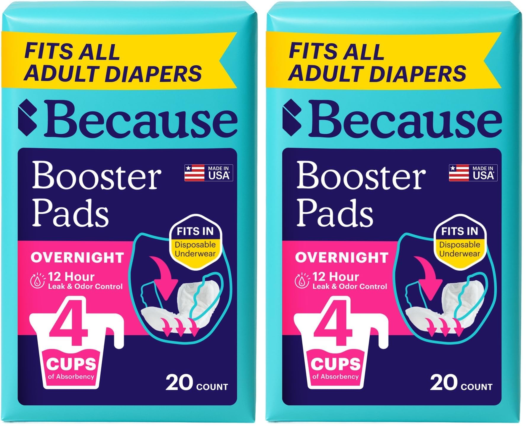 Because Overnight Booster Pads for Incontinence Underwear