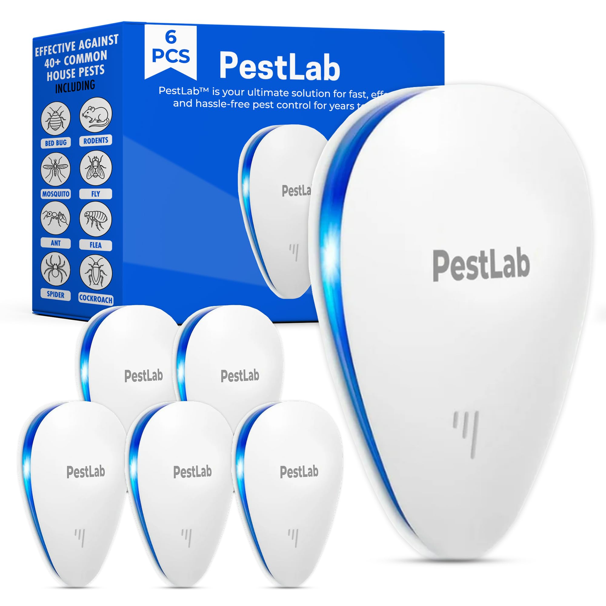PestLab Ultrasonic Pest Repeller Indoor Plug-in Bug Repellent 300 Sq Ft Coverage