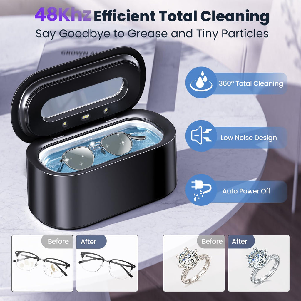Ultrasonic Jewelry Cleaner 48KHz 30W Dual Modes 150ml


