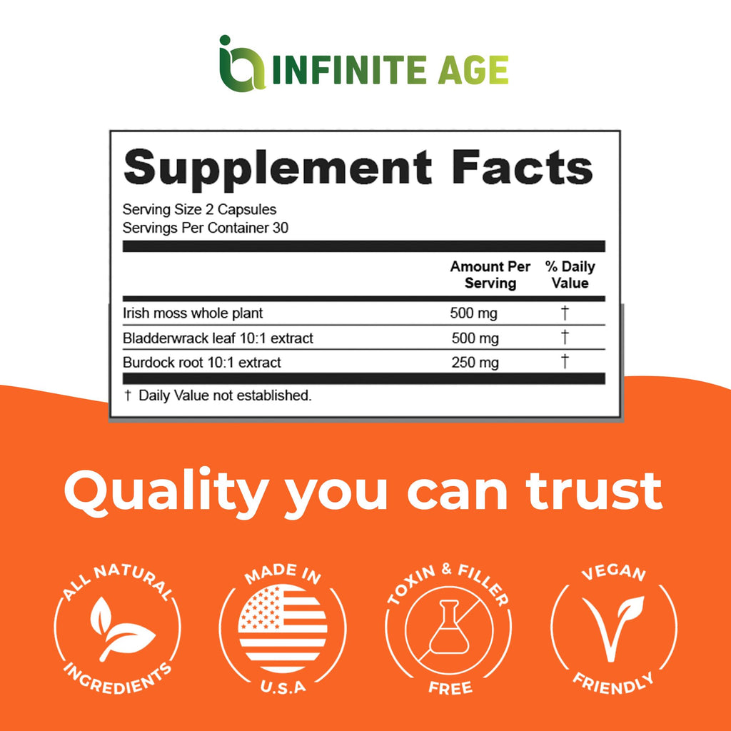 Infinite Age Sea Moss Capsules - Vegan Irish Sea Moss

